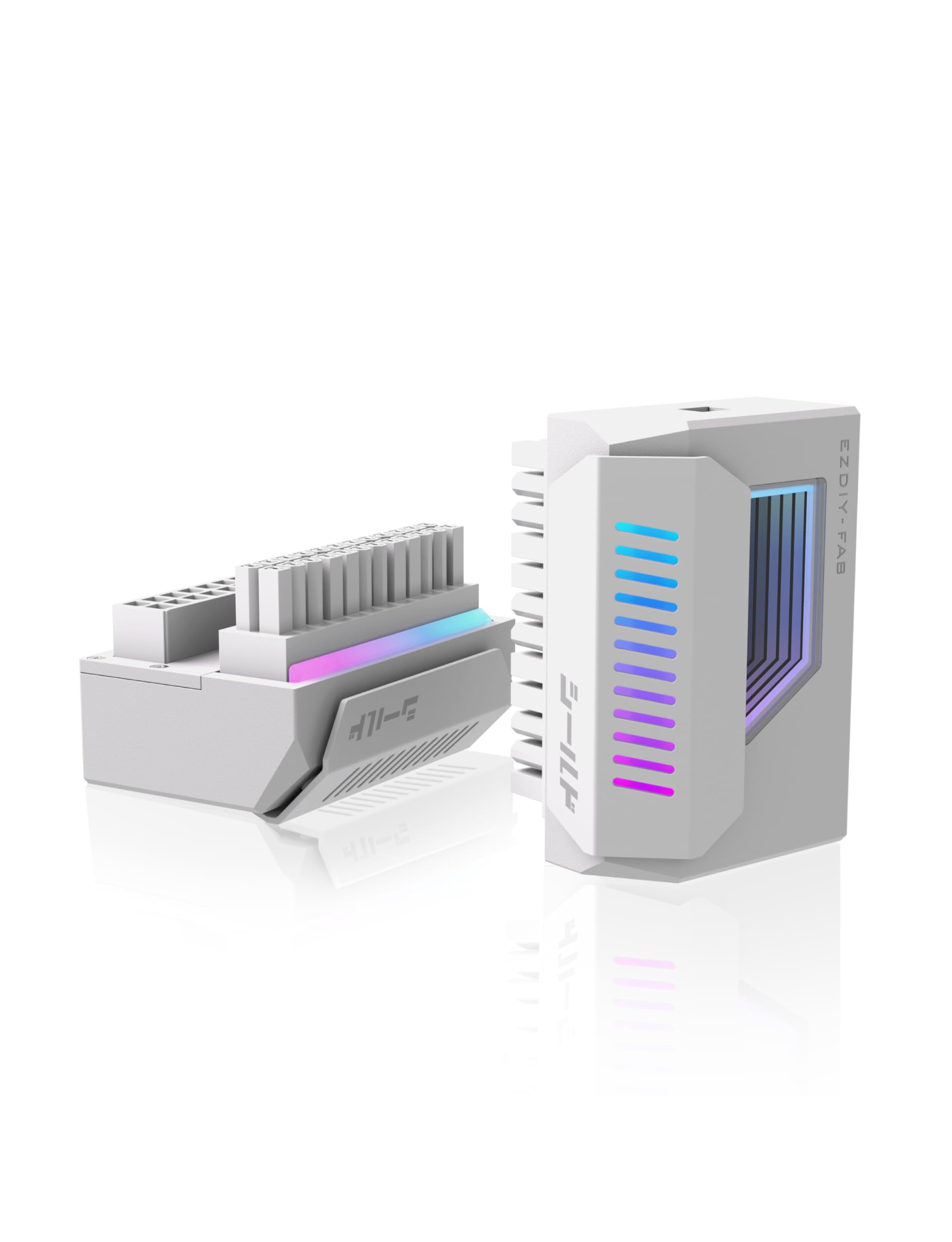 EZDIY-FAB Shield 24-Pin Winkel Adapter mit Infinity Mirror ARGB Licht,ATX 24 Pin Stromanschluss,5V 3pin ARGB Sync-180 Grad-Weiß-1 Pack Angebot bei HelloDeals