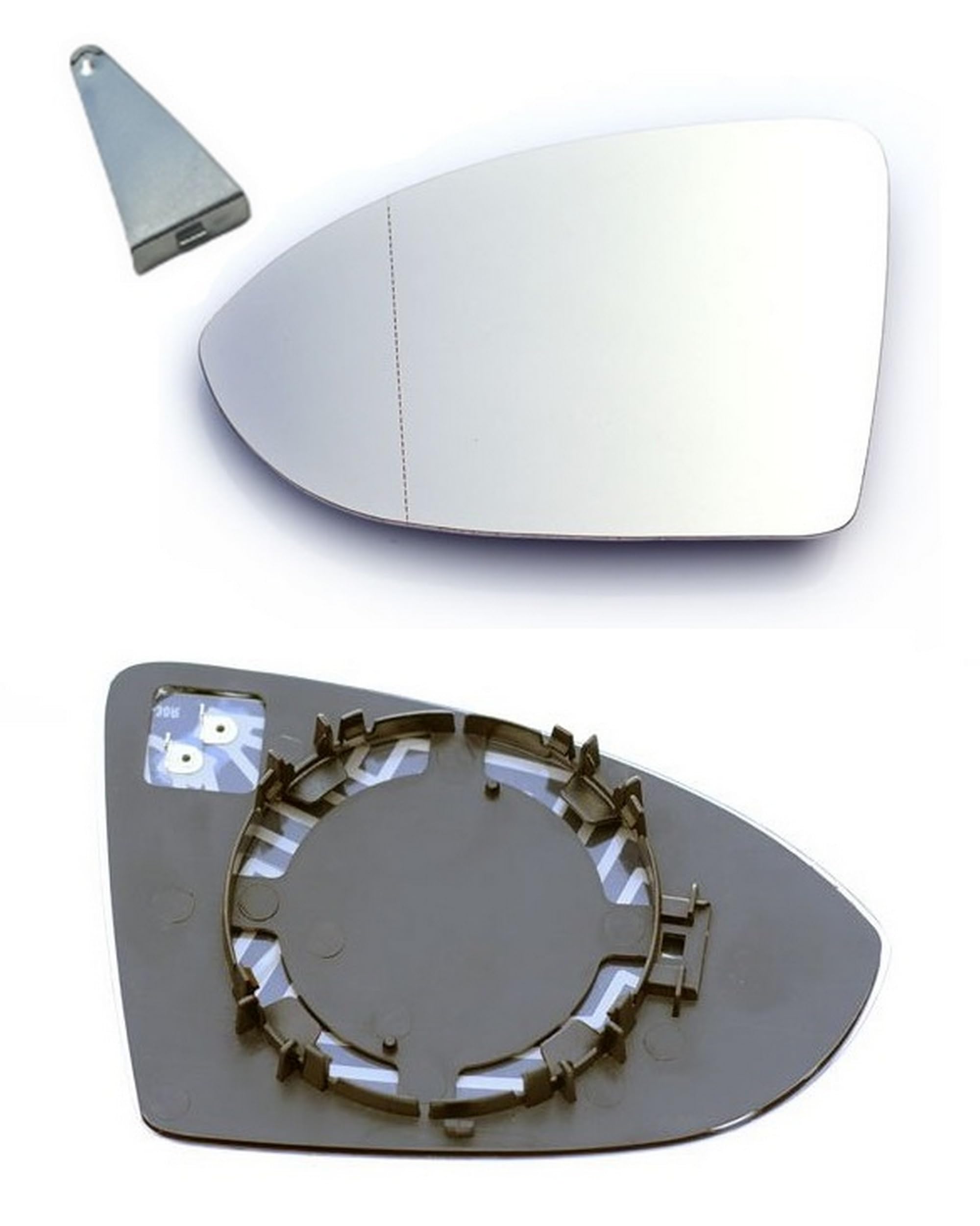 Passend für Golf 7 Spiegelglas mit Metallclip Links Fahrerseite Beheizbar Asphärisch mit Trägerplatte 1911035 Angebot bei HelloDeals