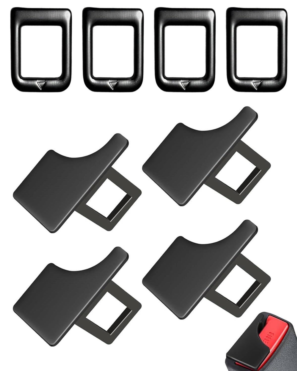 TPZORJX 4 Stück Sicherheitsgurt Clips, Gurtschloss Adapter, Alloy Auto Sicherheitsgurt Schnallen, Universal Sicherheitsgurt Clips, Mit 4 Schalldämpferschnallen,geeignet für die meisten Autos Angebot bei HelloDeals