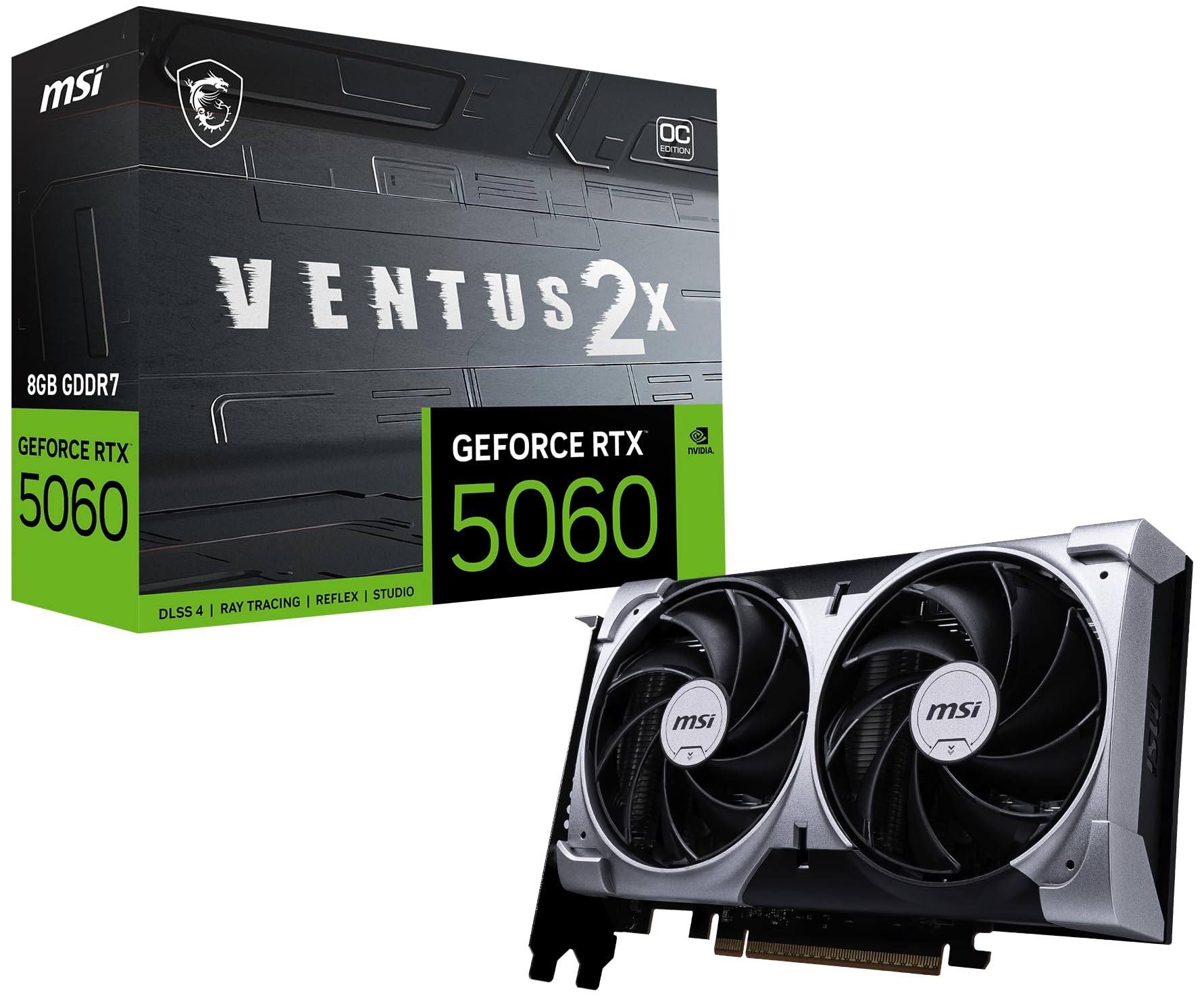 MSI GeForce RTX 5060 8G Ventus 2X OC - 8GB GDDR7 (28Gbps/128-bit), PCIe 5, Boost: 2527 Hz, HDMI 2.1b, DisplayPort 2.1b Angebot bei HelloDeals