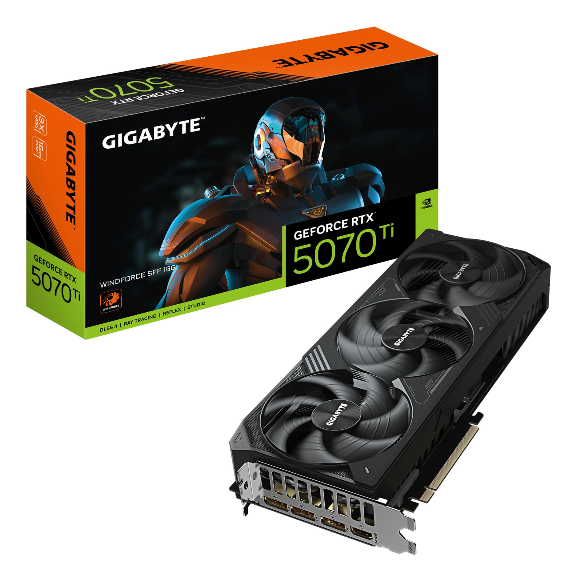 Gigabyte GeForce RTX 5070 Ti WINDFORCE SFF 16G Grafikkarte - 16GB GDDR7, 256bit, PCI-E 5.0, 2452 MHz Kerntakt, 3 x DP 2.1b, 1 x HDMI 2.1b, NVIDIA DLSS 4, GV-N507TWF3-16GD Angebot bei HelloDeals