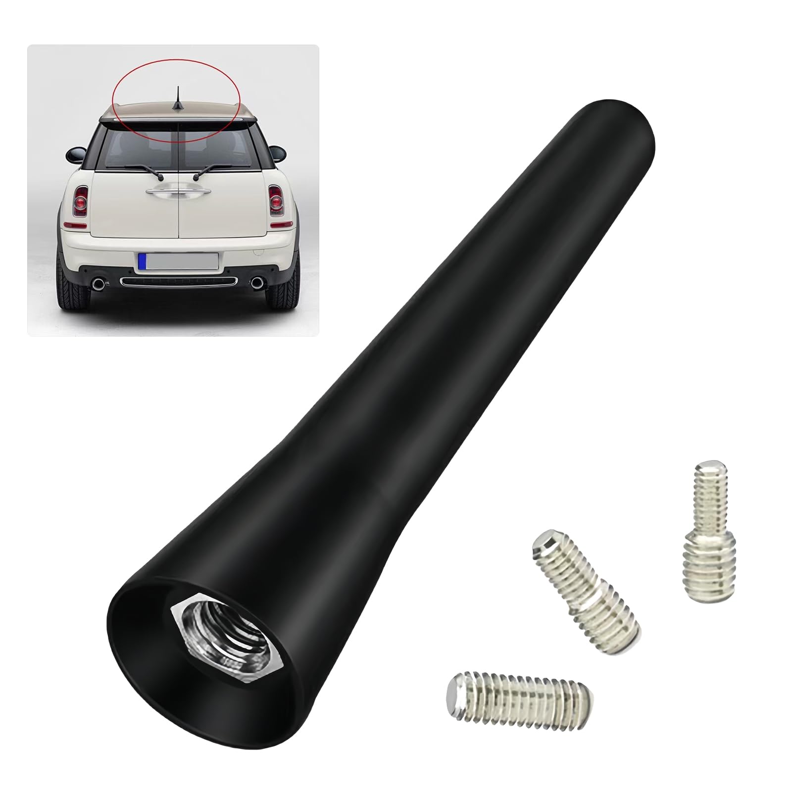 Antenna Kurz Schwarz, Ersatz Antenne Auto, Mini Antenne Dach, Autoantenne Kurz Universal, Autoradio Dachantenne 6,5cm, Auto Dachantenne Mast mit 3 Schrauben (M4, M5, M6), für den FM/AM Radioempfang Angebot bei HelloDeals