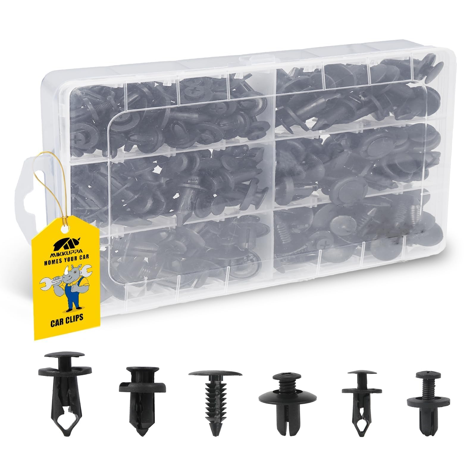 MIKKUPPA 190 Stück Universal Auto Befestigungsclips, 6 Arten Karosserie Clips Kunststoff Spreiznieten Clipssatz für Automobile Angebot bei HelloDeals