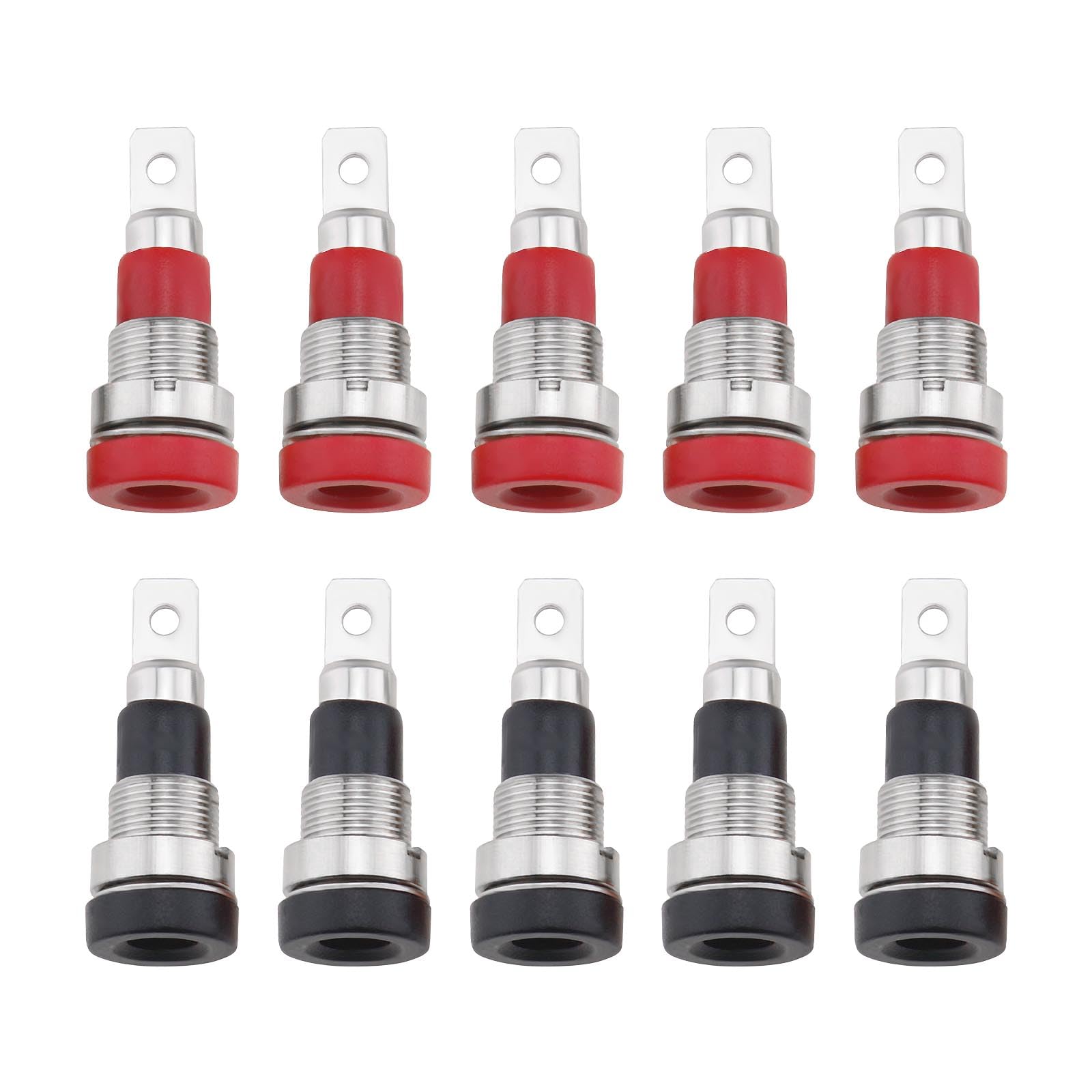 EMSea 10 Stück 4-mm-Buchse Adapter Bananenstecker Audio-Lautsprecher Bananenstecker Teststecker Panelmontage Bananenbuchse Klinkenstecker (5 Stück Schwarz 5 Stück Rot) Angebot bei HelloDeals
