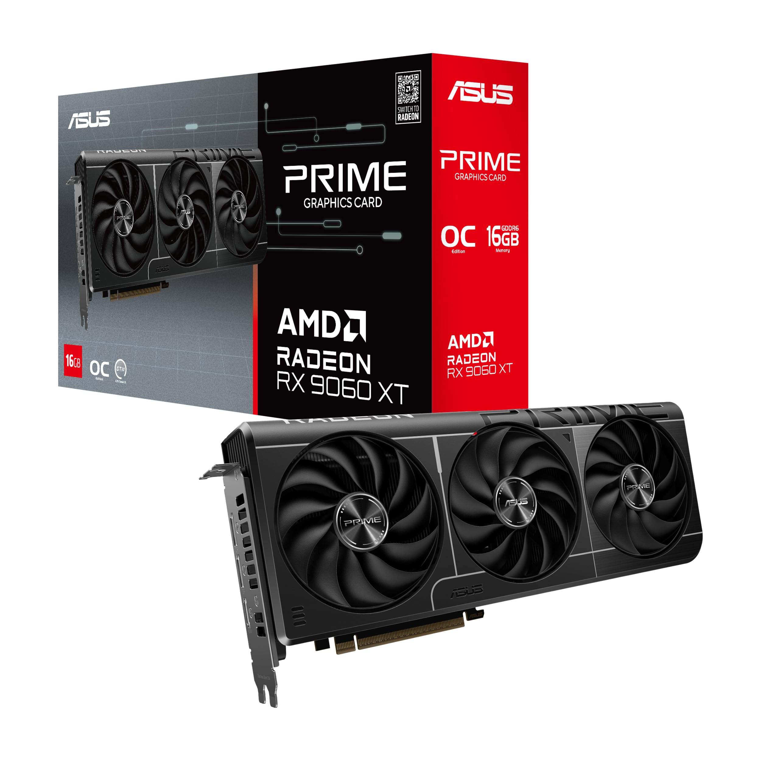 ASUS Prime Radeon RX 9060 XT OC Edition 16GB GDDR6 Gaming Grafikkarte (AMD Radeon RX9060XT, AMD RDNA 4 Architektur, PCIe 5.0, 1x HMDI 2.1b, 2X DisplayPort 2.1a, PRIME-RX9060XT-O16G) Angebot bei HelloDeals