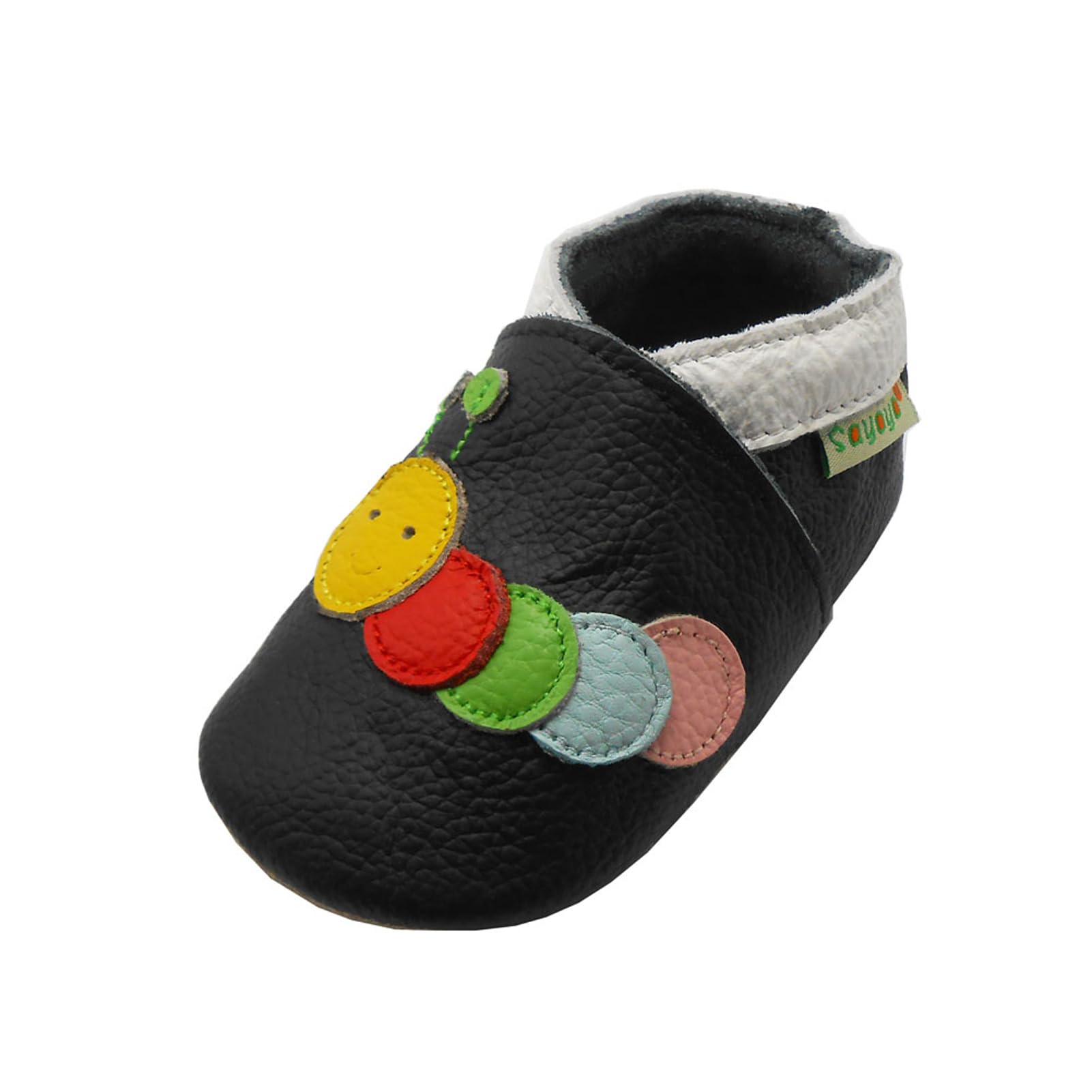 SAYOYO Weicher Leder Lauflernschuhe Krabbelschuhe Babyhausschuhe Kleinkind Lederschuhe Jungen und Mädchen 21/22 EU Schwarz Caterpillar Angebot bei HelloDeals