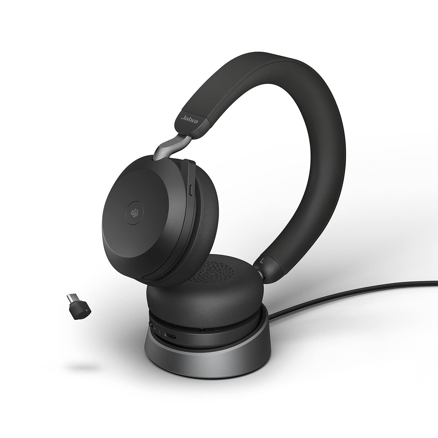 Jabra Evolve2 75 Wireless PC Headset mit Ladedock, 8-Mikro-Technologie - Dual-Foam-Stereo-Kopfhörer mit moderner aktiver Geräuschunterdrückung, USB-C Bluetooth-Adapter und MS-Kompatibilität - Schwarz Angebot bei HelloDeals