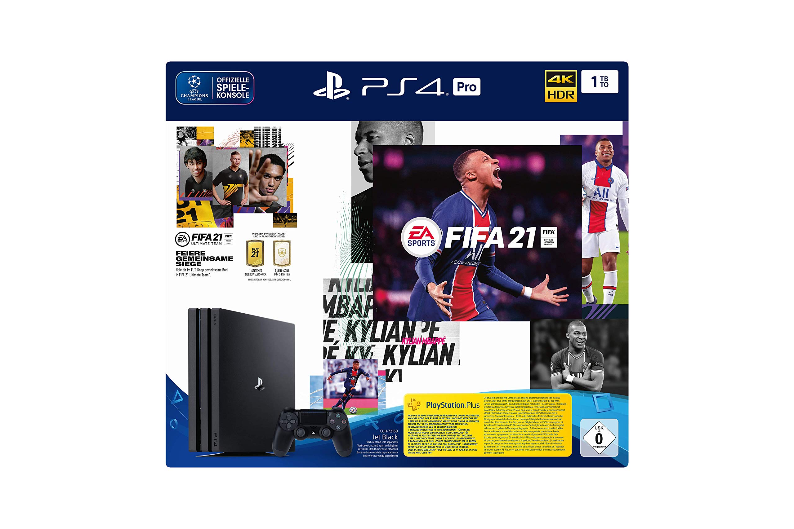 PlayStation 4 Pro Konsole - 1 TB JET Black mit EA Sports FIFA 21 PS 4 (inkl. kostenlosem Upgrade auf PS 5) inkl. FIFA 21 Angebot bei HelloDeals