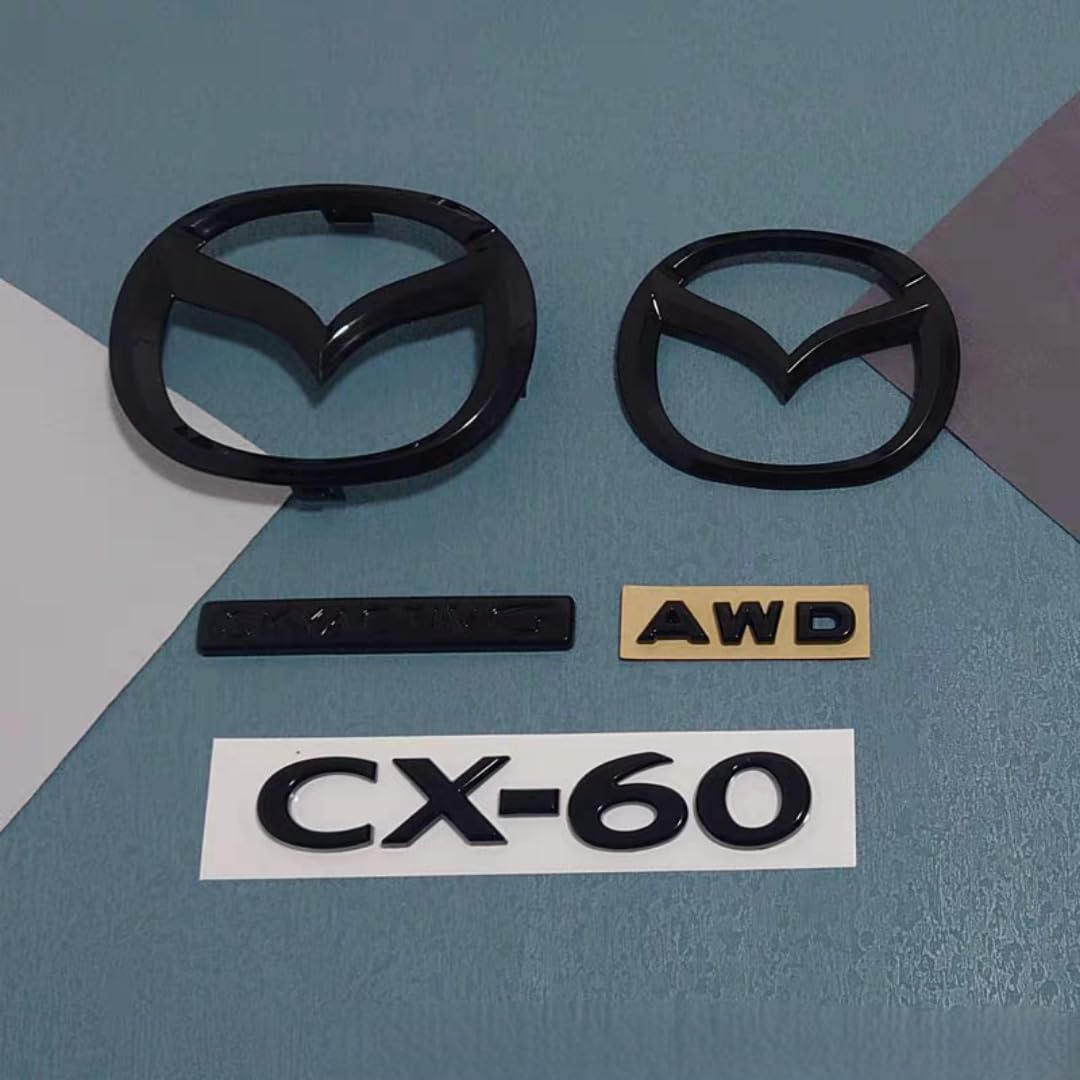LFWCZS vorne hinten Ersatz Emblem Kit für Mazda CX-60 2022 2023 2024 2025,Schwarz Kühlergrill Kofferraum Plakette Zeichen Badge Aufkleber Logo 3D Metall Kfz Dekor Tuning Zubehör,just Rear Logo normal Just Rear Logo Angebot bei HelloDeals