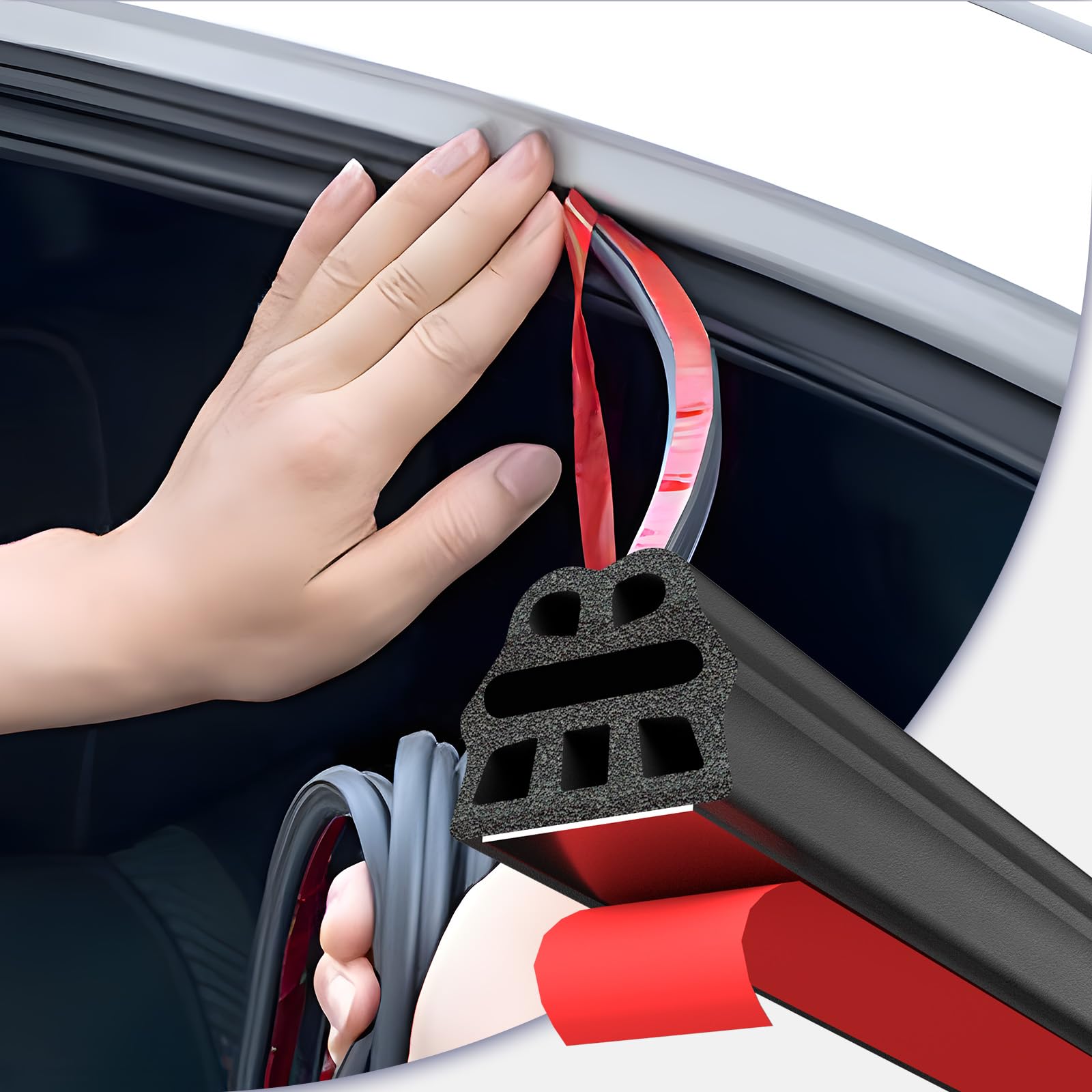 alophoty 5.1M Auto Türdichtung Selbstklebend Gummi - Geräuschreduzierung, Schallisolierung, Wasserdichte Dichtung für Türen & Fenster, Universal Passform Angebot bei HelloDeals