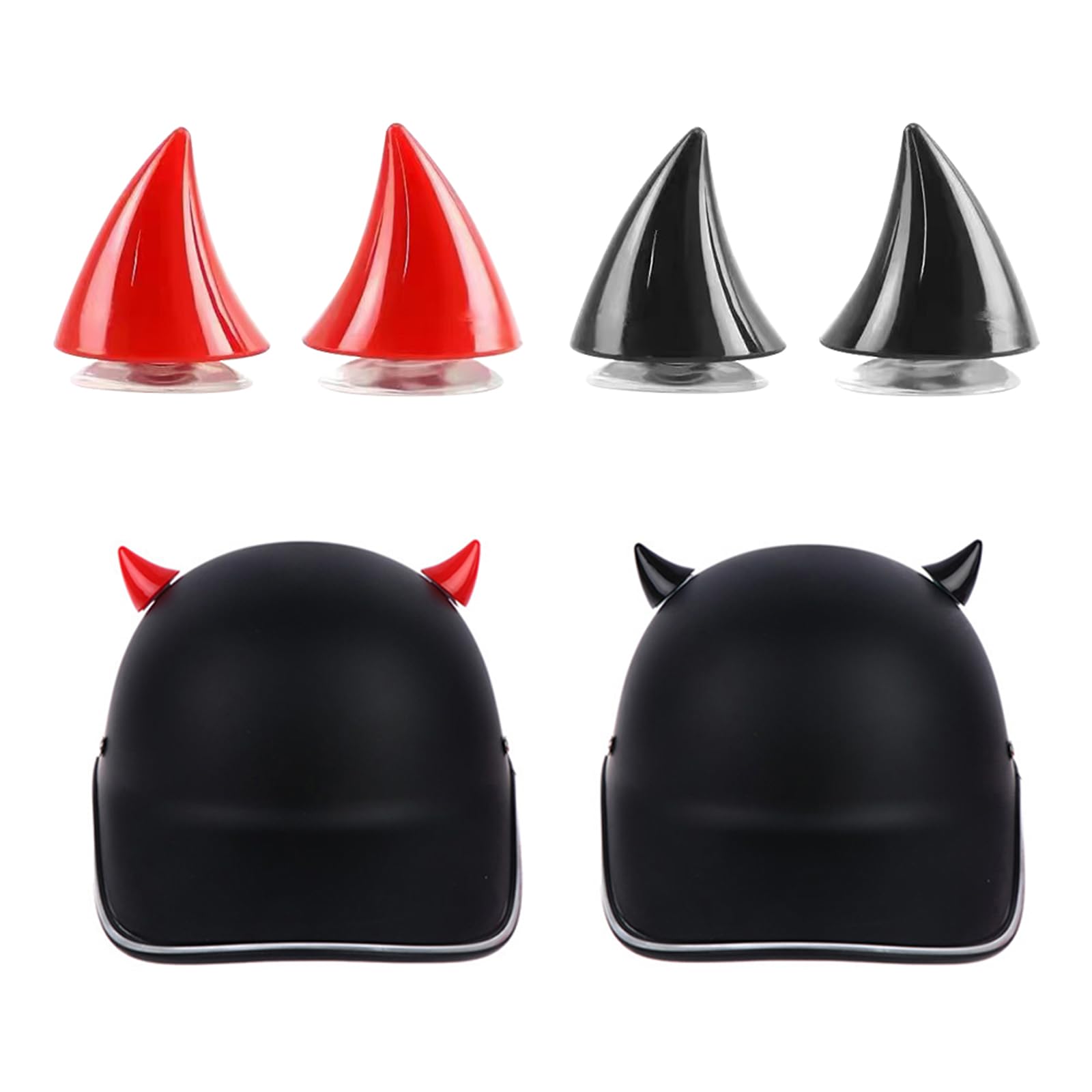Motorradhelm Hörner,Motorrad Helm Hörner Eckdekoration,Teufel-Horn mit Saugnapf,Motorradhelm,Teufel-Horn mit Saugnapf,Motorradhelm Dekorative Ohren,Saugnapf Horn Helm Dekoration,Schwarz,Rot,4pcs Angebot bei HelloDeals