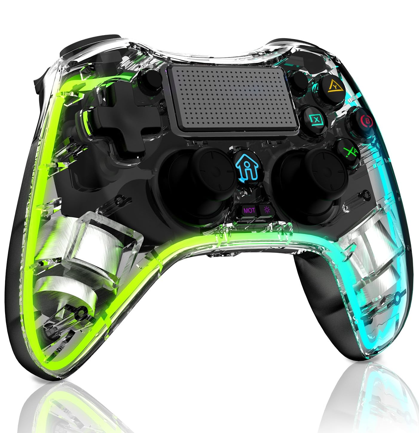 Wireless Controller für PS-4, Game Controller Kompatibel mit PS-4/Slim/Pro/PC mit Turbo/Makro/Dual Vibration/6-Achsen Gyro Sensor/Touchpanel/RGB-LED/Audio Jack, Präzision und Kontrolle - Schwarz Black Angebot bei HelloDeals