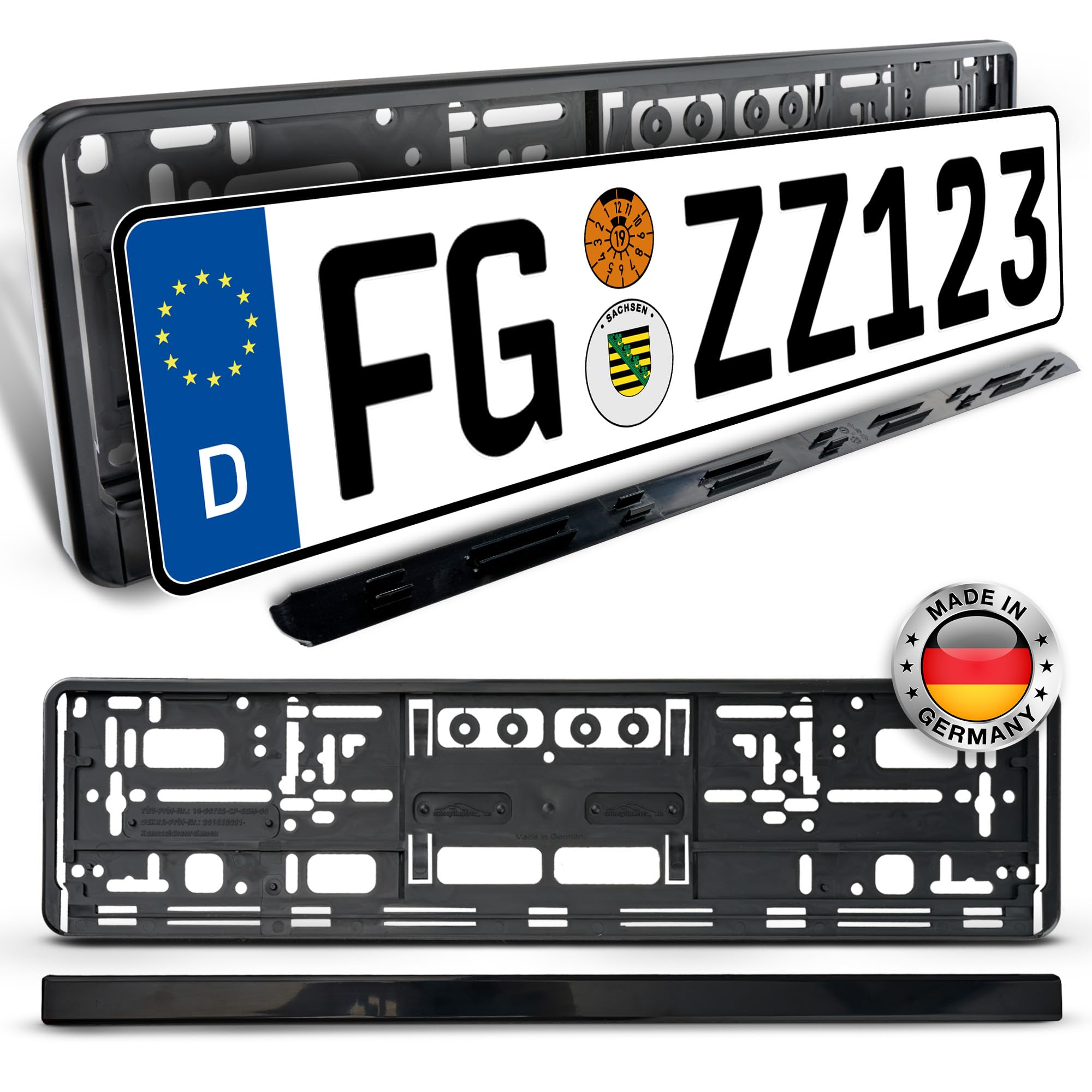 autooptimierer.de 2er Set Kennzeichenhalter Schwarz – Robuste & Wetterfeste Nummernschildhalterung für PKW | Universal EU Kennzeichenhalterung I Nummernschildhalter Made in Germany 2 Stück schwarz⚠️passt nicht für Österreich Angebot bei HelloDeals