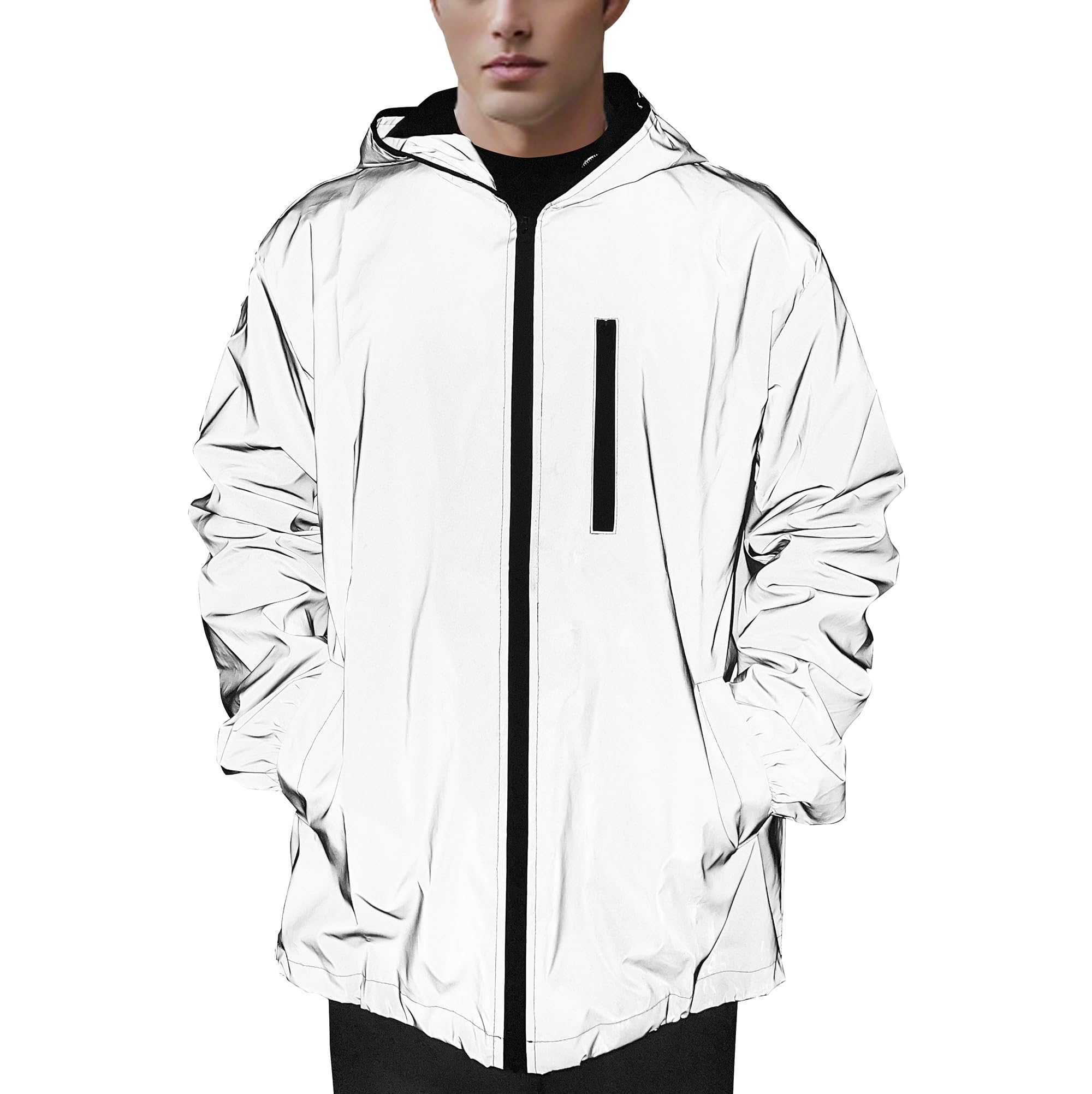NewL 360 Reflektierende Herrenjacke Unisex Full Reflective Jacke Laufjacke/Atmungsaktiv/Winddicht/Wasserabweisend/Reflekierend M Grau Angebot bei HelloDeals