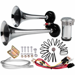 FARBIN Auto Horn 12V 150db Super Loud Air Hupe, Chrom Zink Dual Trompete Air Horn, LKW Hupen mit Kompressor Drahtbaum und Knopf, für alle Fahrzeuge (12V, Doppelrohr Luft horn mit Knopf) Doppelrohr Luft horn mit Knopf 12V Angebot bei HelloDeals