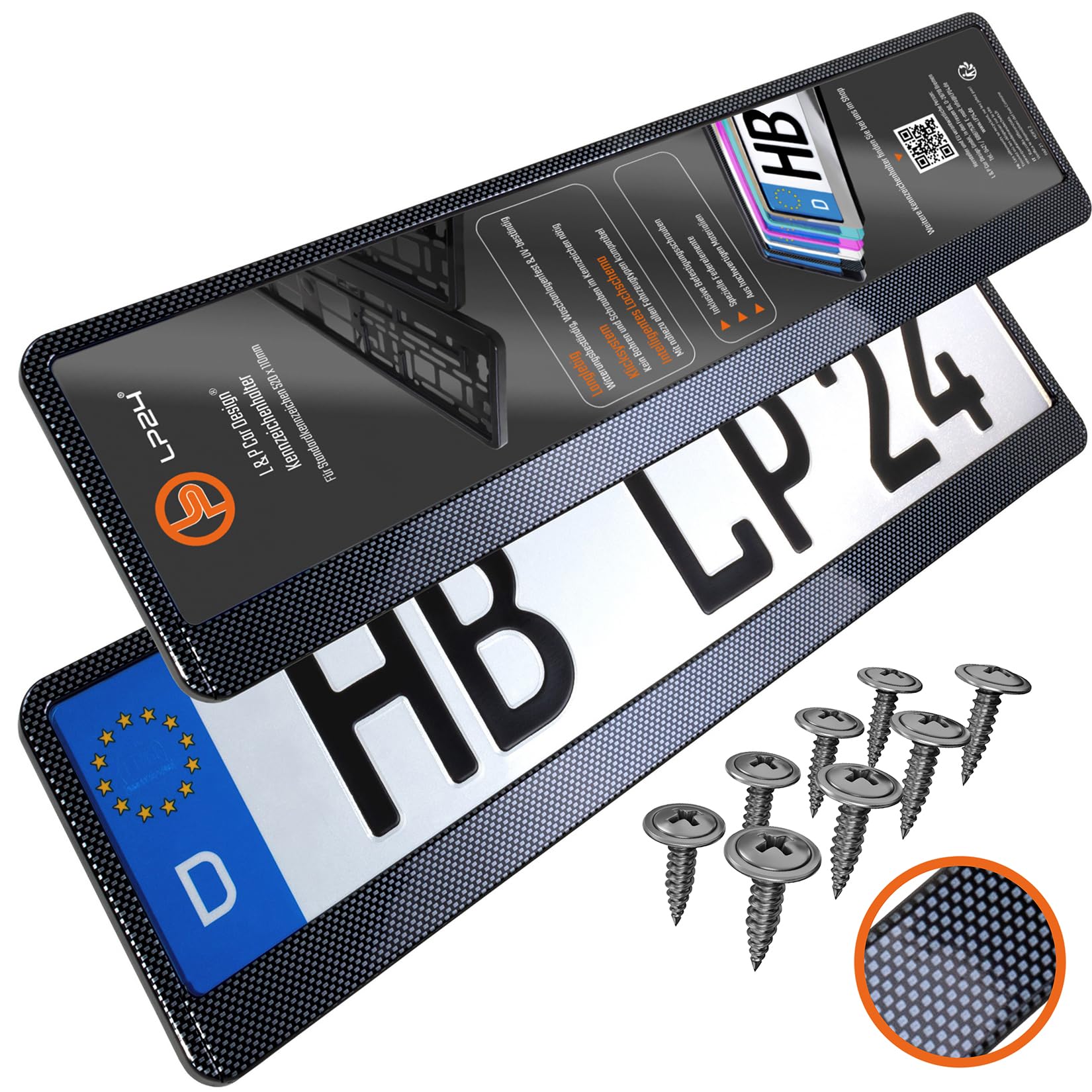 Kennzeichenhalter 520x110mm Nummernschildhalterung Auto universell inkl. 8 Schrauben Kennzeichenhalterung Nummernschildhalter 2 Stück Carbon-Optik 2-Carbon Optik Angebot bei HelloDeals