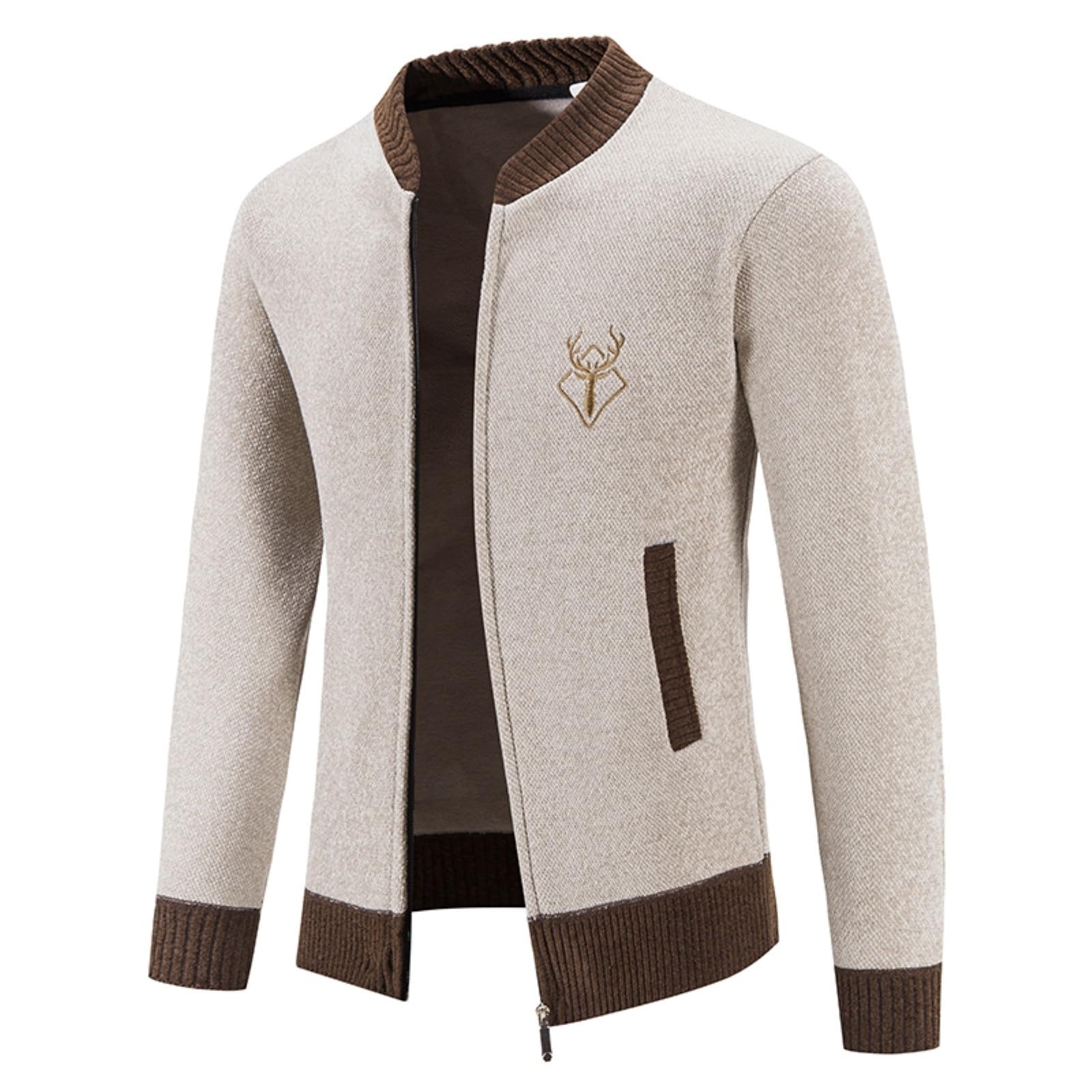 JiJiRuDU Trachtenjacke Herren - Strickjacken Langarm Sportlich Trachtenjanker Leicht Modern Cardigan Trachten Freizeitjacke M-4XL Angebot bei HelloDeals