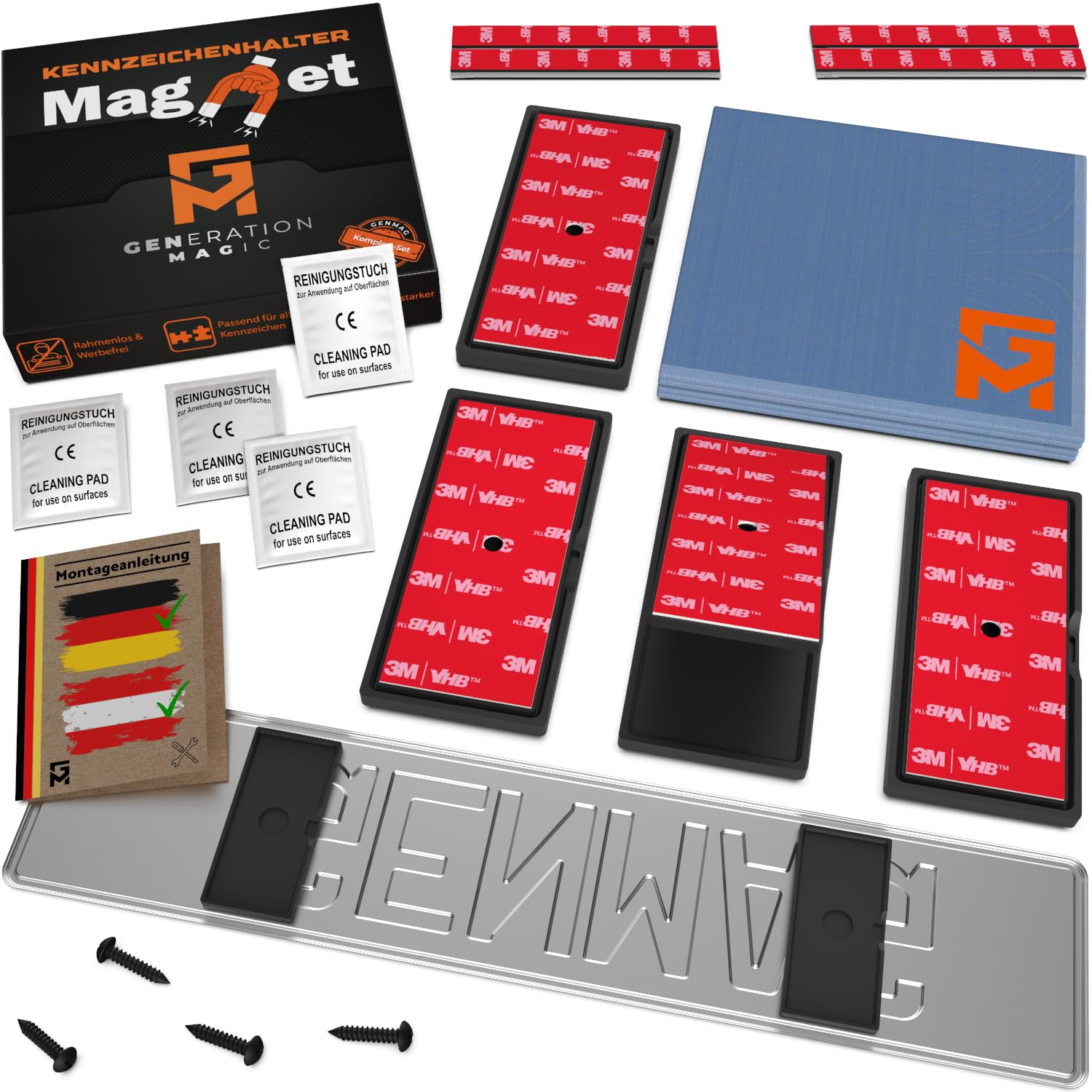 GENMAG® 2X Magnet Kennzeichenhalter Rahmenlos [Extra-Stark & Universal] Rahmenlose Kennzeichenhalter Magnete für Deutschland & Österreich | Magnetische Wechselkennzeichenhalter | Kennzeichen Magnet Schwarz (Black) Für 2 Kennzeichen - UNIVERSAL Angebot bei HelloDeals