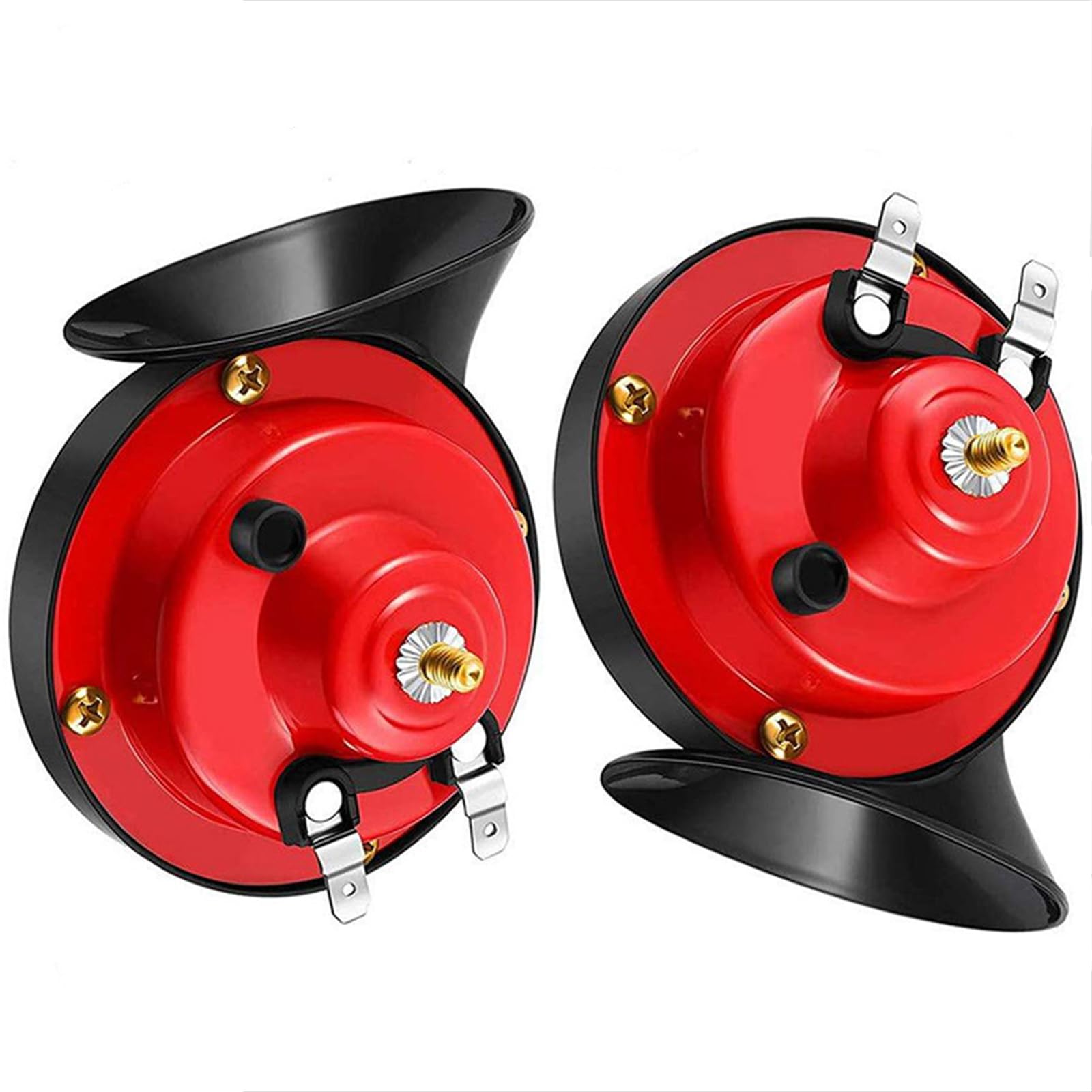 Zughörner Autohupe Auto Luft elektrisches Schneckenhorn 300 dB super lautes Lufthorn wasserdicht Kfz Zubehör universell für Auto LKW Motorrad Boot(Rot, 24V, 2 STÜCK) Angebot bei HelloDeals