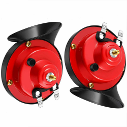 Zughörner Autohupe Auto Luft elektrisches Schneckenhorn 300 dB super lautes Lufthorn wasserdicht Kfz Zubehör universell für Auto LKW Motorrad Boot(Rot, 24V, 2 STÜCK) Angebot bei HelloDeals