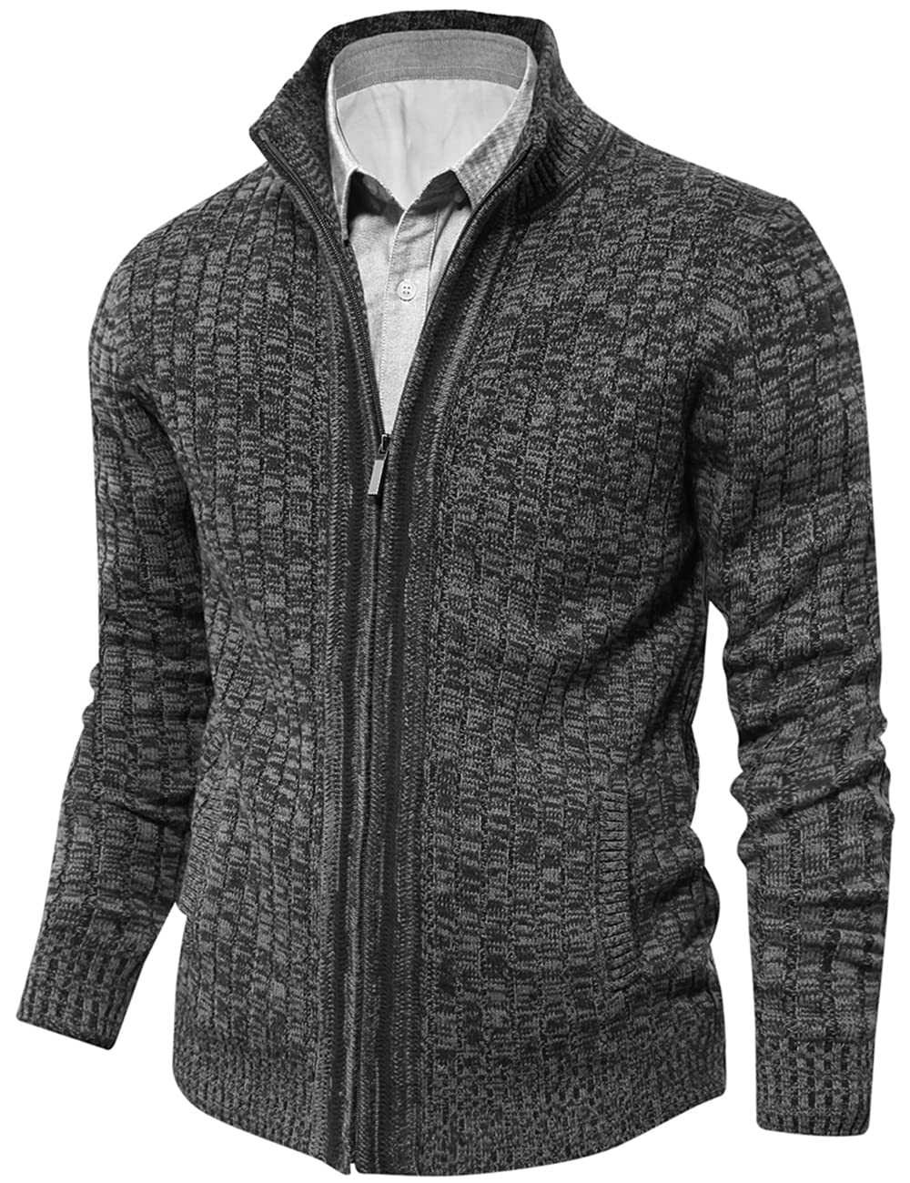 AOLI RAY Herren Strickjacke mit Reissverschluss Cardigan Stehkragen Pullover Feinstrike Sweaters mit 2 Taschen XXL Grau Angebot bei HelloDeals