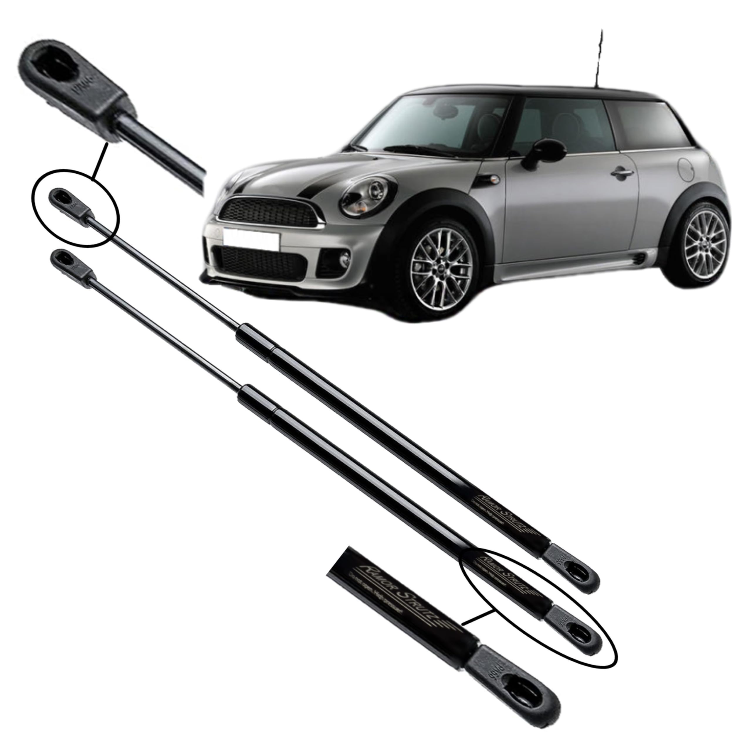 Ramor Strutz 2x Gasfeder Dämpfer Heckklappe Kompatibel mit BMW Mini One und Cooper R56 2006-2014. Gasdruckfeder Heckklappendämpfer Ersatz für 51247148902 und Andere. Angebot bei HelloDeals