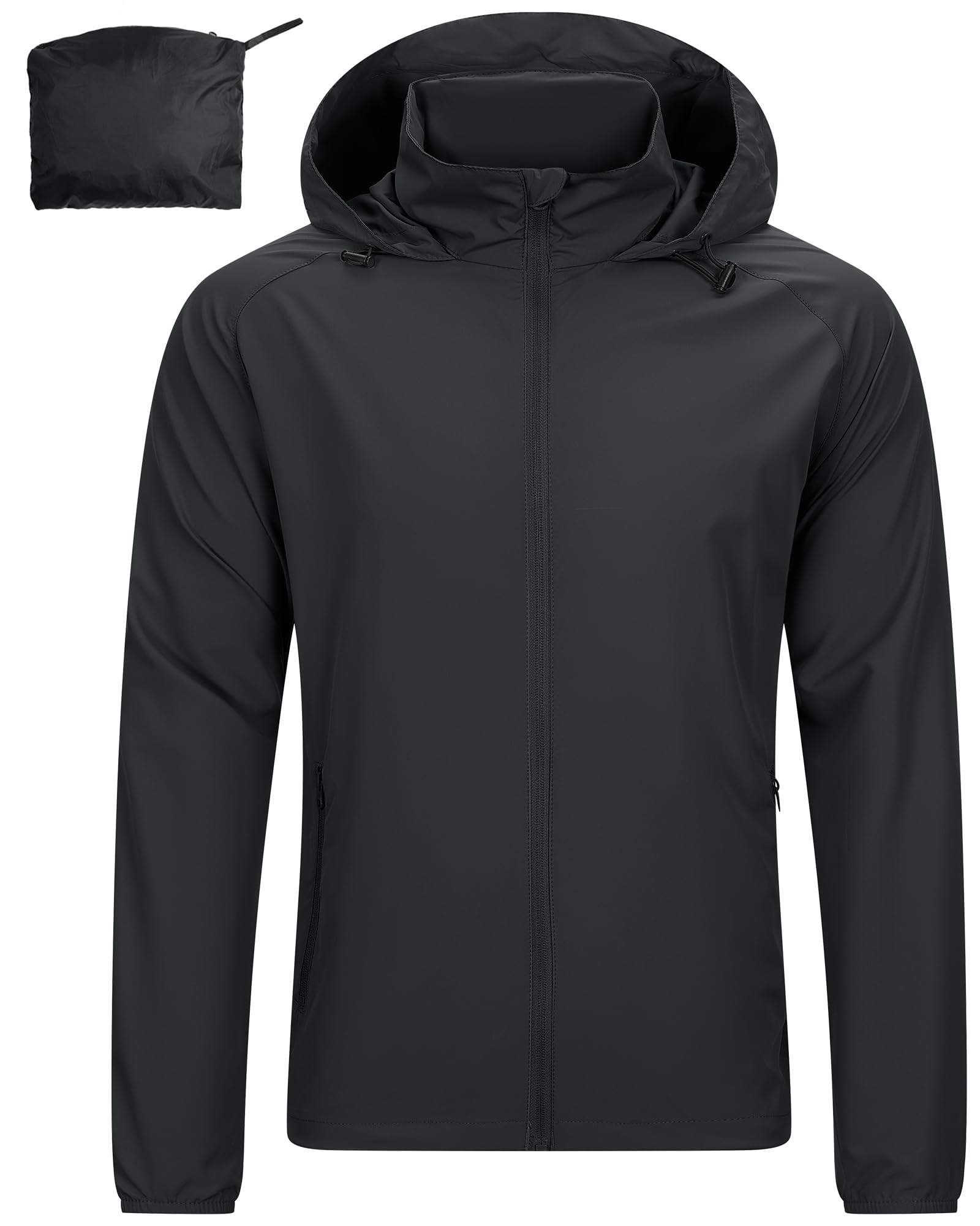 33,000ft Leichte Regenjacke Herren Wasserdicht Atmungsaktiv -Männer Dünne Outdoor Jacke Faltbar Windbreaker Wanderjacke Laufjacke zum Reisen Wandern Golf M Schwarz Angebot bei HelloDeals