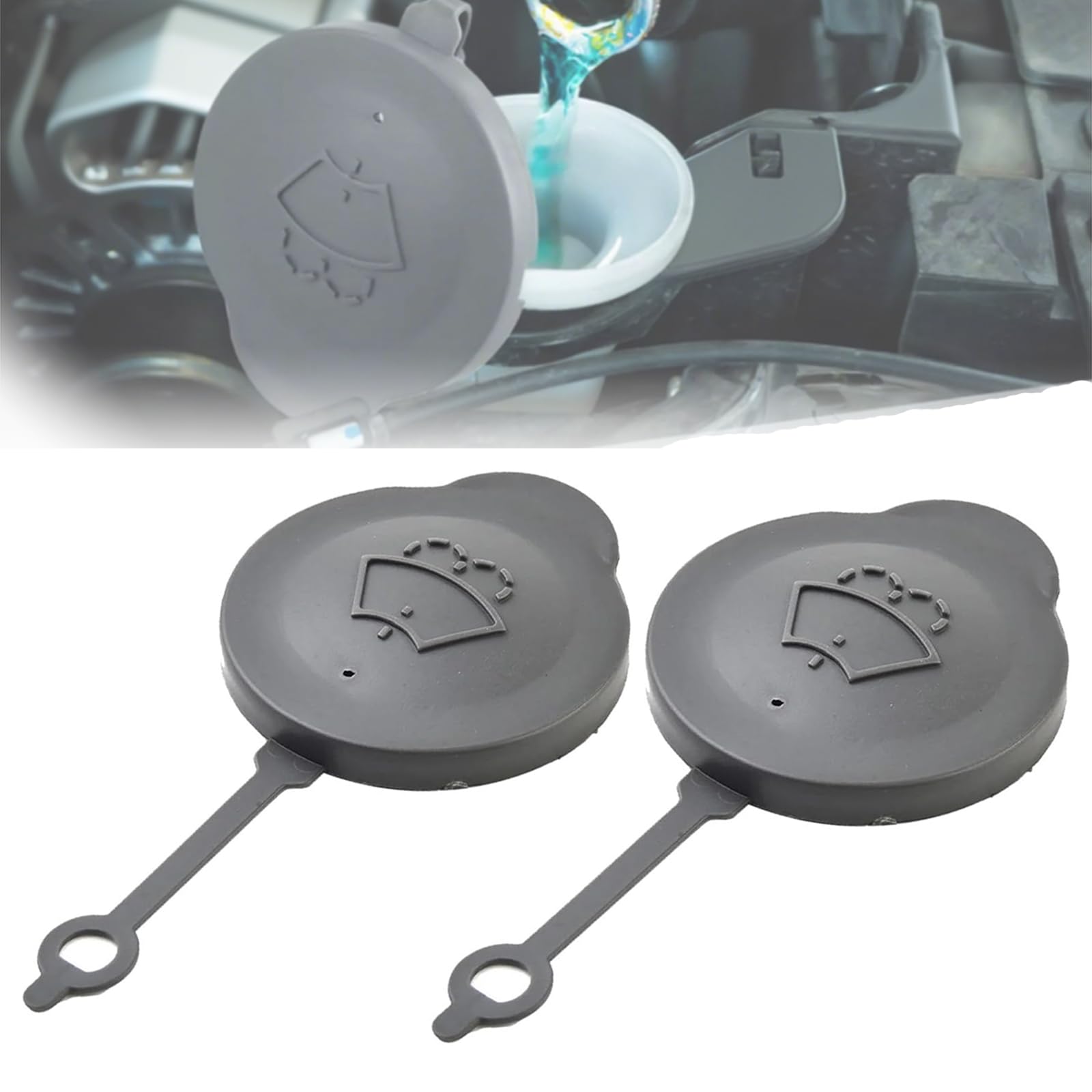 GIONAR 2 Stück Scheibenwaschdeckel für Nissan Micra K13 (2010-2016), 289131HA3A Auto-Flaschenverschluss, Wassertankdeckel, Grau Kunststoff Scheibenwischer-Waschflüssigkeitsbehälter Deckel Angebot bei HelloDeals