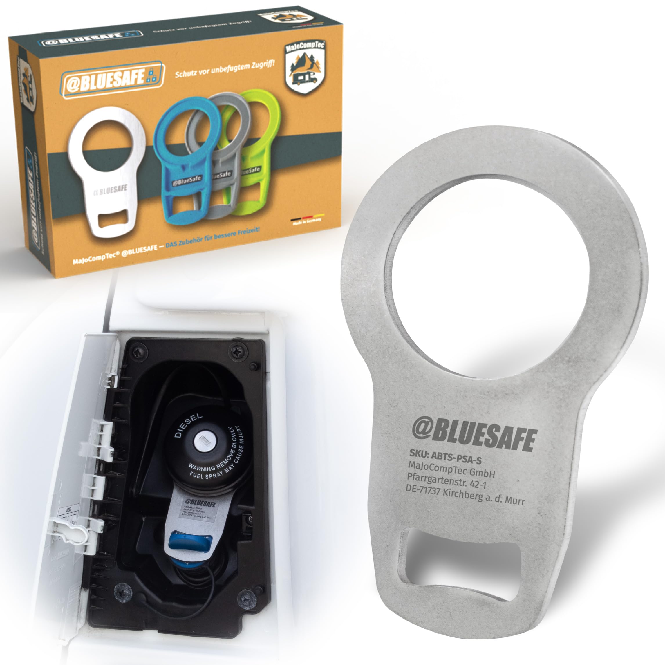 MaJoCompTec® Tankdeckel Sicherung I Tanksicherung für AdBlue Tankverschluss Deckel I Zubehör Kastenwagen Wohnmobil (für Fiat Ducato, Edelstahl) Passend für Ducato Edelstahl Version Angebot bei HelloDeals