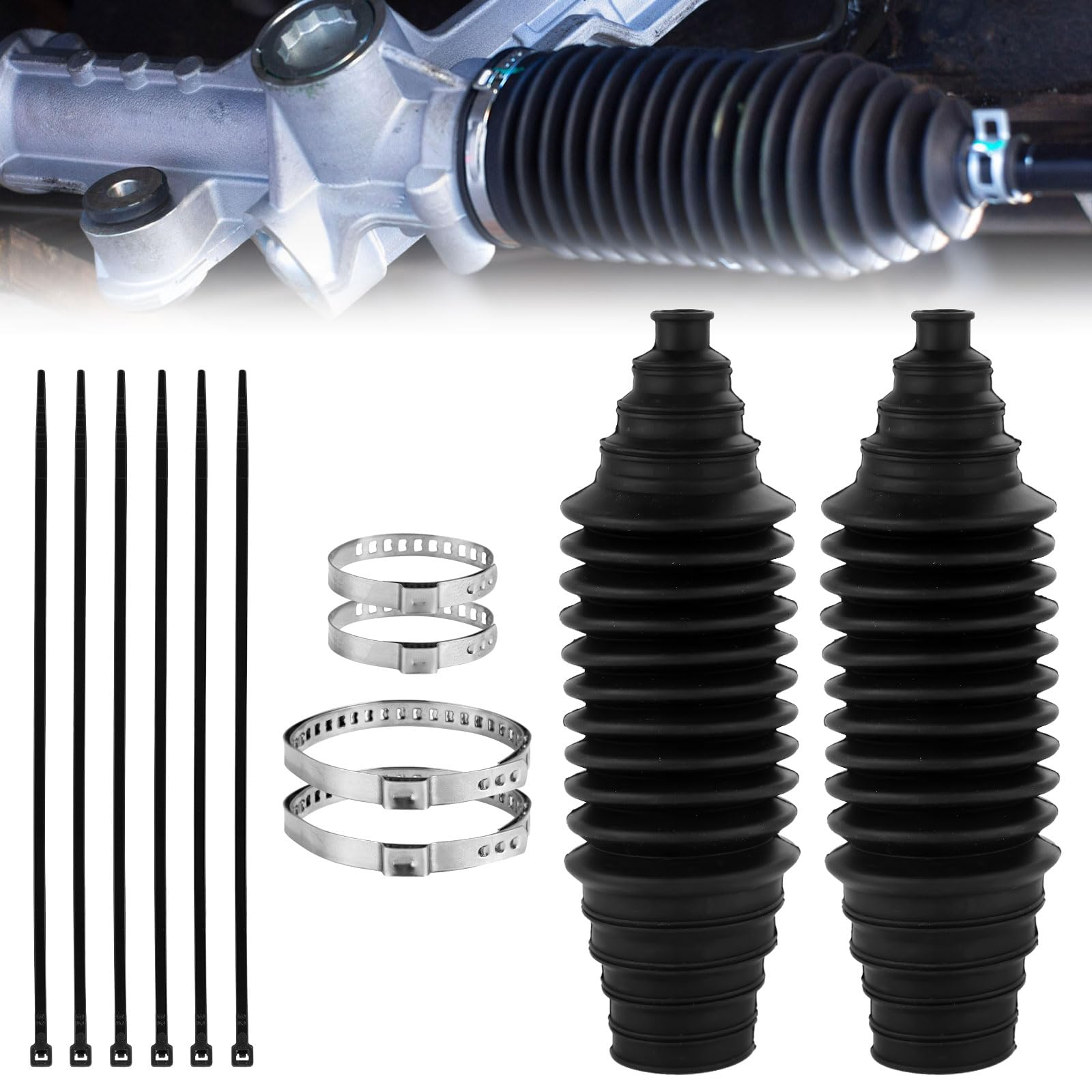 Achsmanschettensatz für Innere Spurstangen, 22x6x6cm Silikon-Faltenbalg Universal Staubdichte Zahnstangenmanschette Autozubehör(Schwarz) Angebot bei HelloDeals