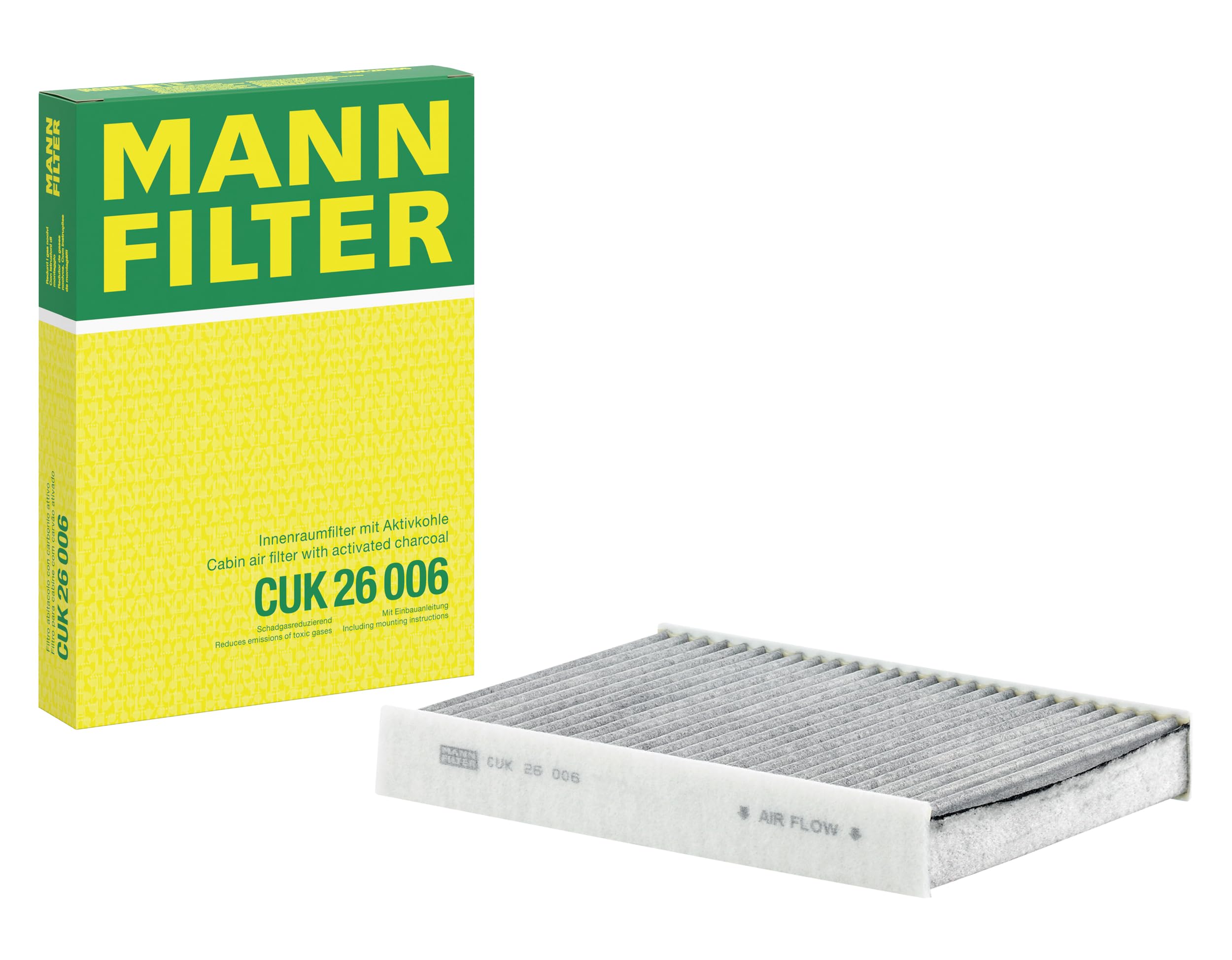 MANN-FILTER CUK 26 006 Innenraumfilter/Kabinenluftfilter - Pollenfilter mit Aktivkohle - für Pkw + Transporter Angebot bei HelloDeals