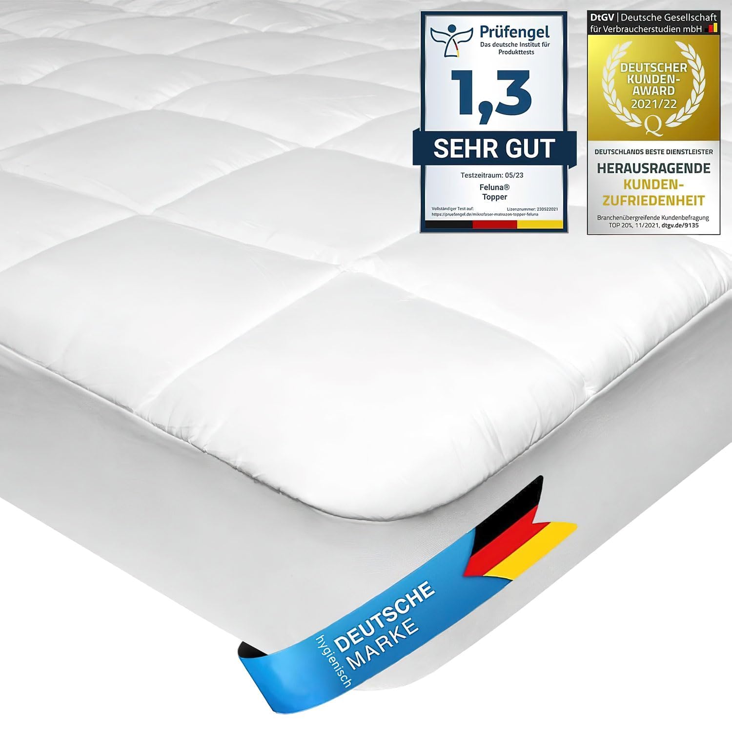 Feluna Mikrofaser Matratzen-Topper gepolsterter Matratzen-Auflage - Matratzenschoner Unterbett Microfaser-Polyester-Schoner mit Soft-Touch; 90 x 200 cm 90x200cm Angebot bei HelloDeals