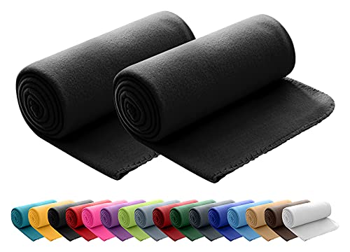 wometo 2er Set Polar Fleecedecke oekoTex 130x160 ca. 400g mit Anti-Pilling und Kettelrand schwarz Angebot bei HelloDeals