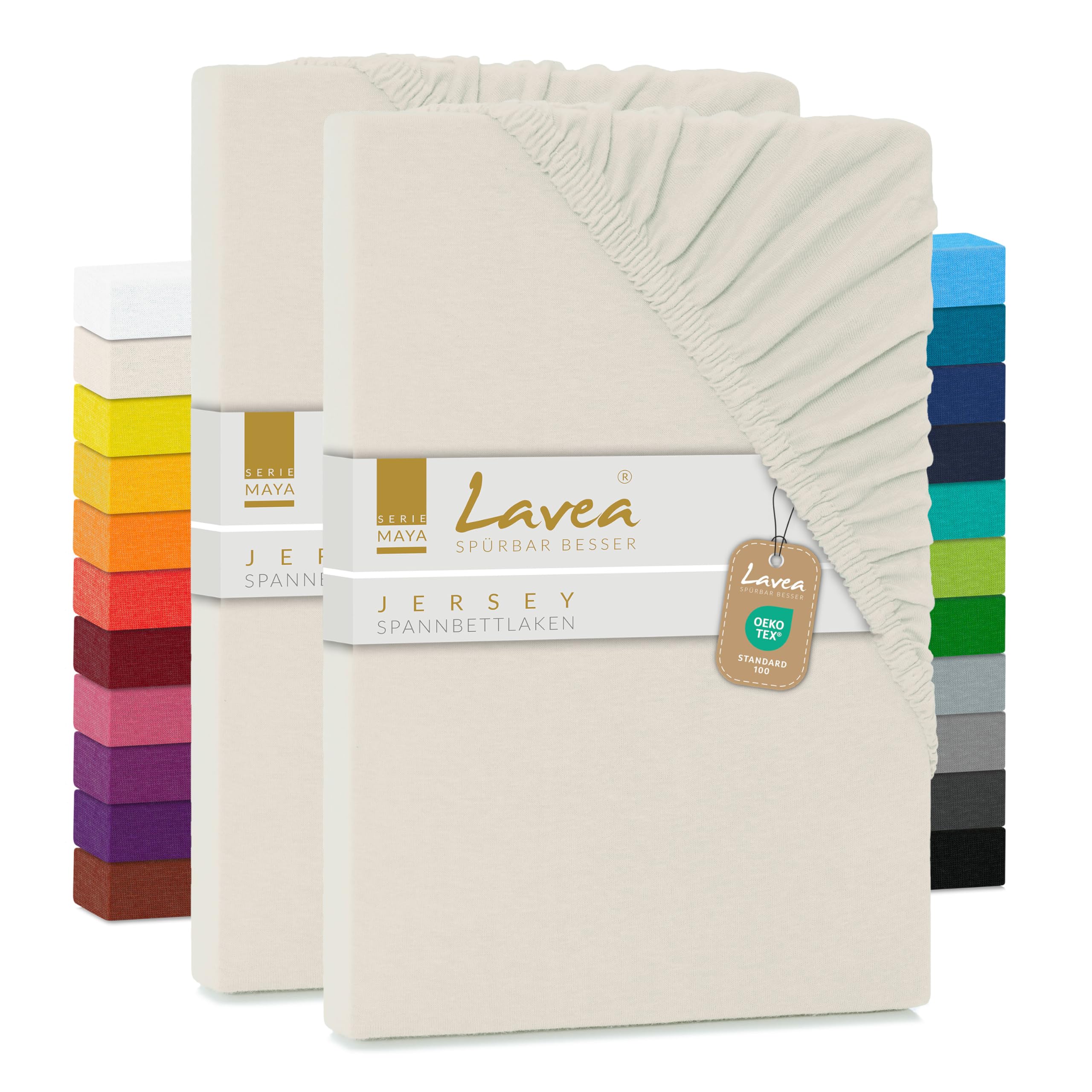 2er Set Spannbettlaken - Serie Maya Doppelpack Spannbetttuch für Matratzen bis 20cm - 90x200cm | 100x200cm, Creme Naturweiß, 100% Baumwolle, hochwertige Verarbeitung, mit Gummizug 90x200cm - 100x200cm Creme Naturweiß Angebot bei HelloDeals