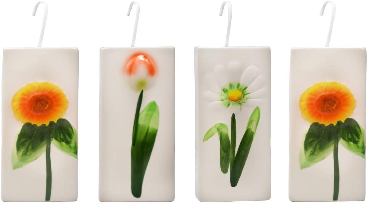 DRULINE 4er Set Luftbefeuchter - Raumbefeuchter Heizung - Raumluftbefeuchter - Verdampfer - Verdunster - Keramik weiß - mit Blumenprägung - B/H/T ca. 8 x 20,5 x 3,5 cm - je 300 ml Angebot bei HelloDeals