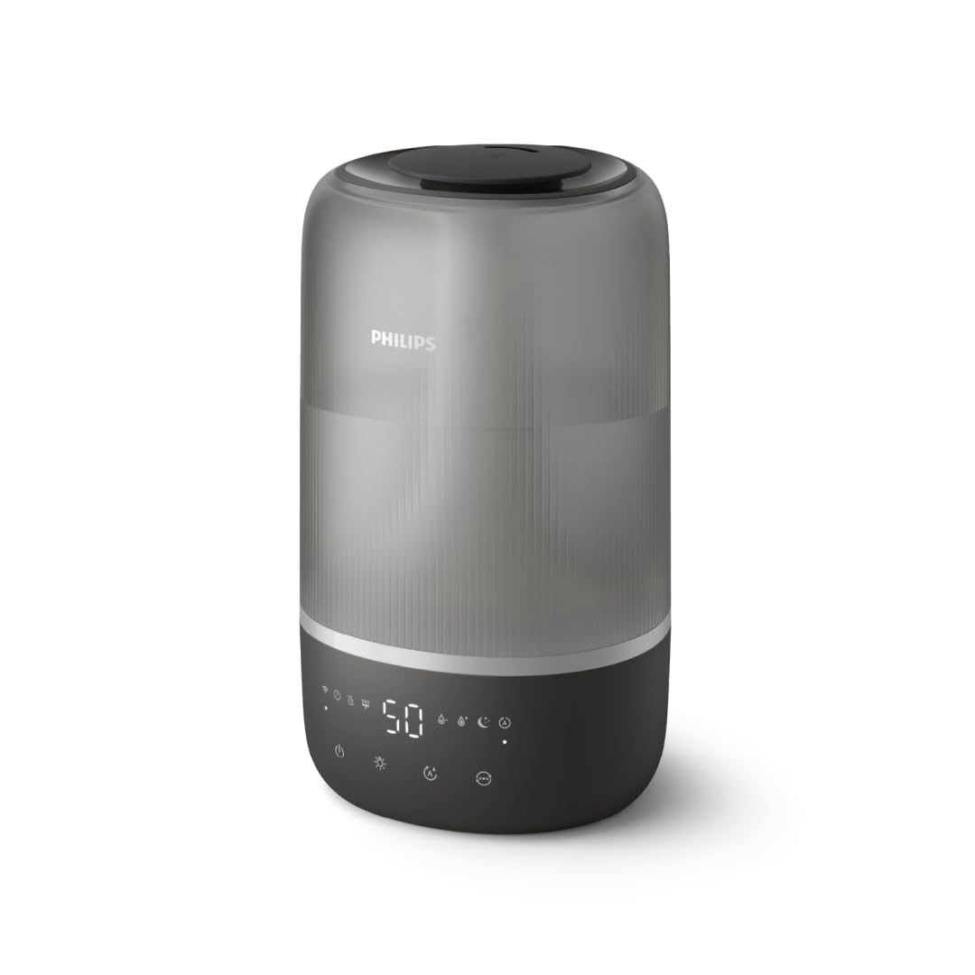 Philips Smart Humidifier - kompakt und dennoch leistungsstark mit himmelhohem Nebel, Aromatherapie, leise mit Schlaffunktion und Nachtlicht, für (Schlaf-) Räume bis zu 41m² (HU1510/03) Bis zu 41 m² Schwarz Angebot bei HelloDeals