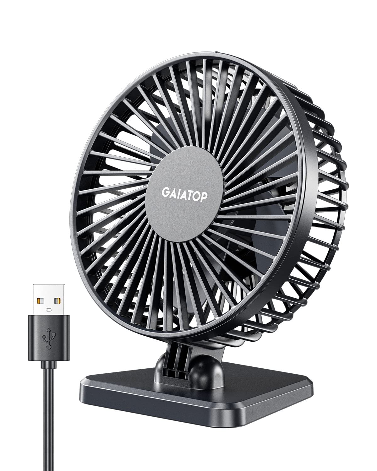 Gaiatop USB-Schreibtischventilator, klein, aber leistungsstark, tragbar, leise, 3 Geschwindigkeiten, Mini-Ventilator für bessere Kühlung, Home Office Auto Indoor Outdoor (schwarz) Angebot bei HelloDeals