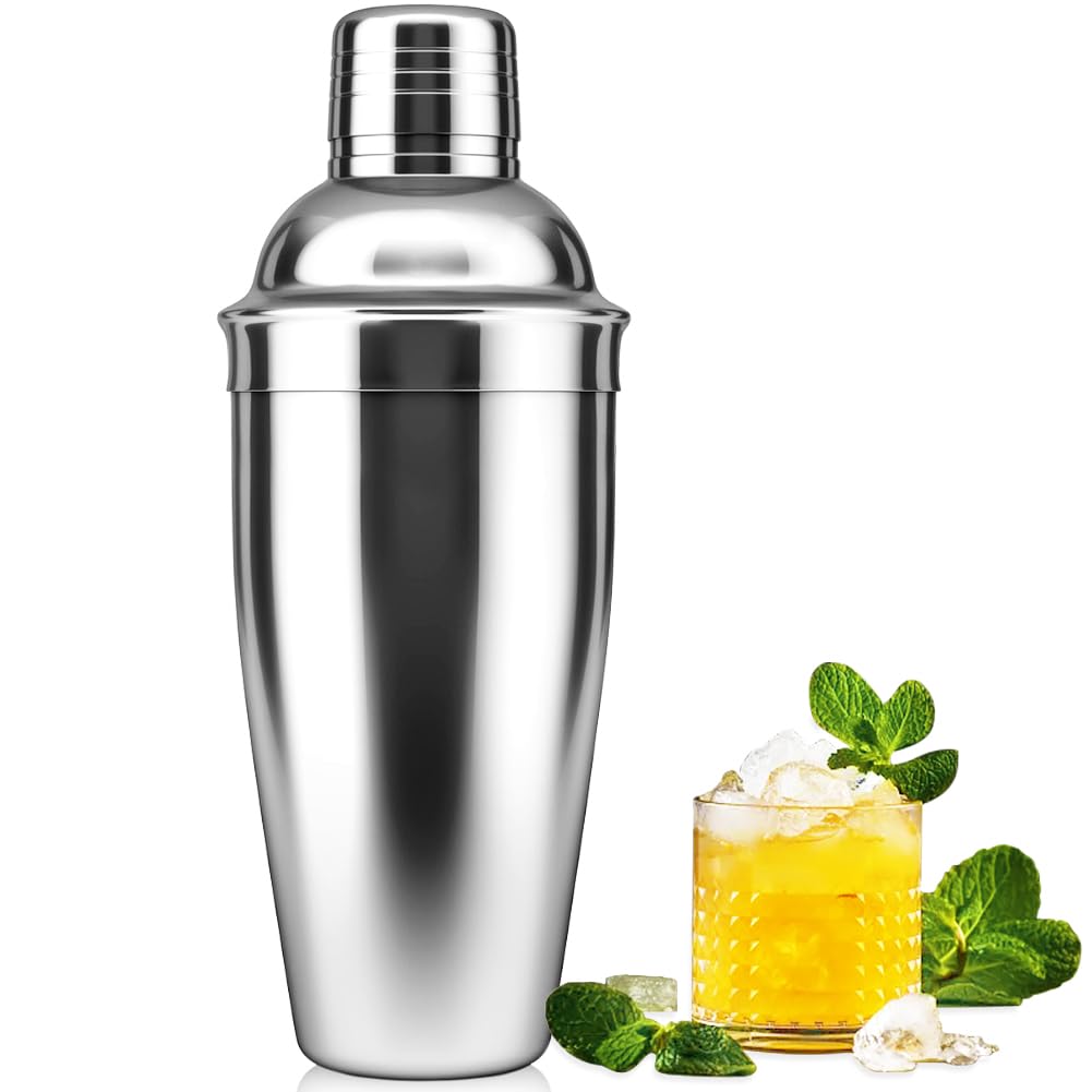 Cocktail Shakers, 25oz 750ML Martini Shaker Getränke Shaker mit eingebautem Sieb für Barkeeper, Edelstahl-Bar-Shaker für Familien, Bars Weihnachten Party, Margarita-Mixer für Mixgetränke 25oz Silber Angebot bei HelloDeals