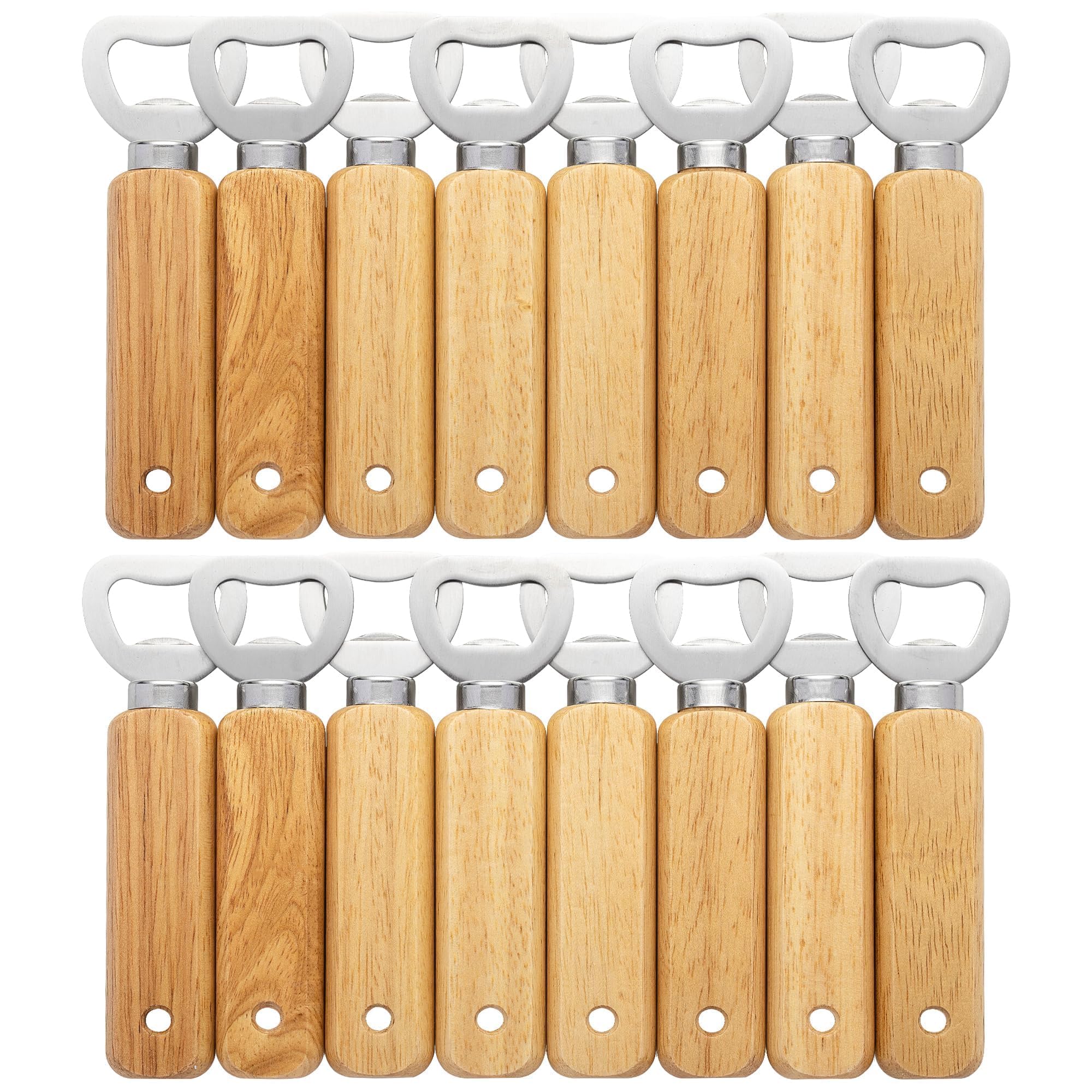 Gravierbare Flaschenöffner aus Holz, 16 Stück tragbare Bierflaschenöffner für Getränke, Apfelwein, Bar, Heim-Gadgets 16 STK Holzgriff Angebot bei HelloDeals