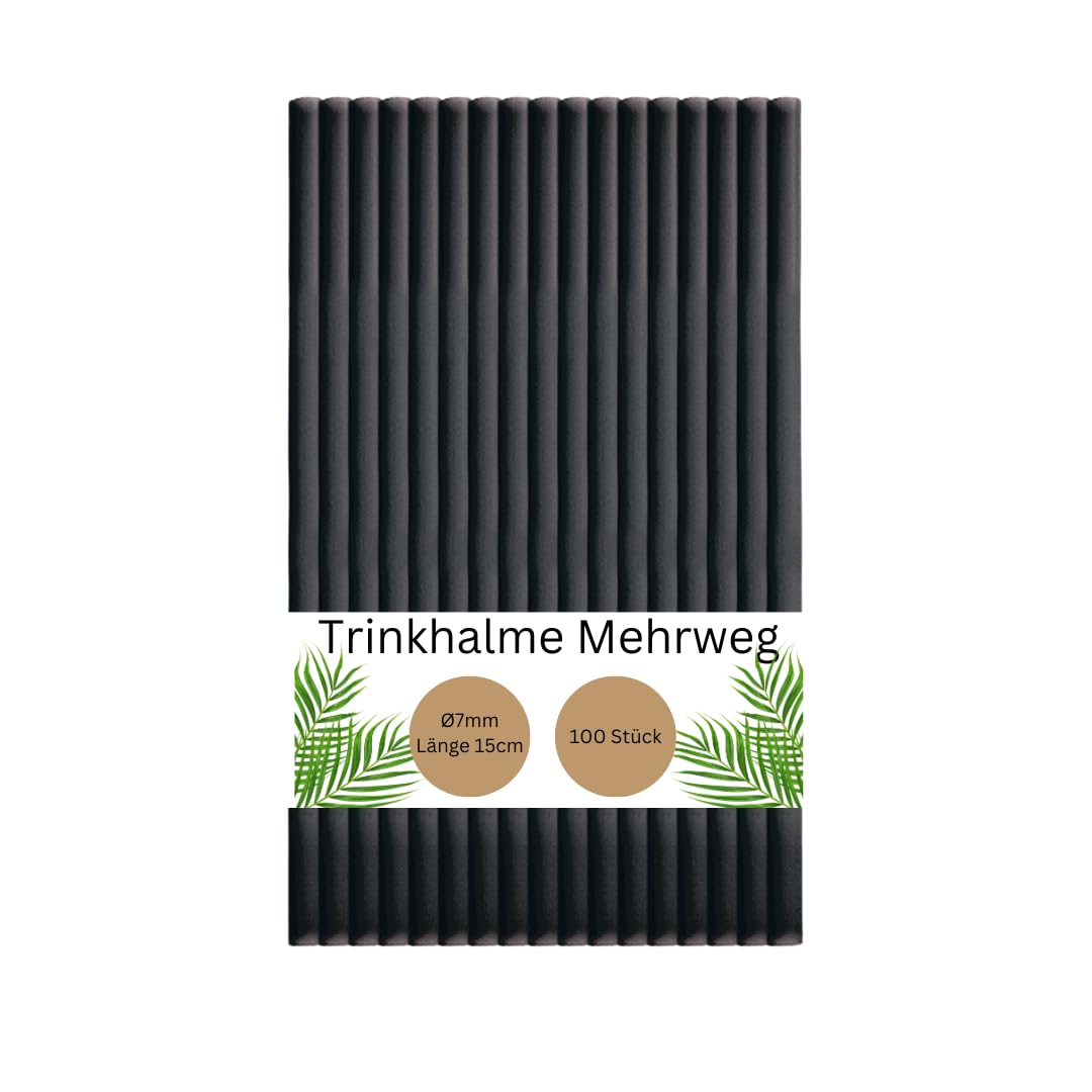 DeinPack 100 Mehrweg-Trinkhalme aus Kunststoff - Ø7mm Länge 150mm - Nachhaltig & Wiederverwendbar - Ideal für Cocktails & Drinks - schwarze Strohhalme in Premium PP-Qualität 100 Stück Kurze Trinkhalme Schwarz Angebot bei HelloDeals