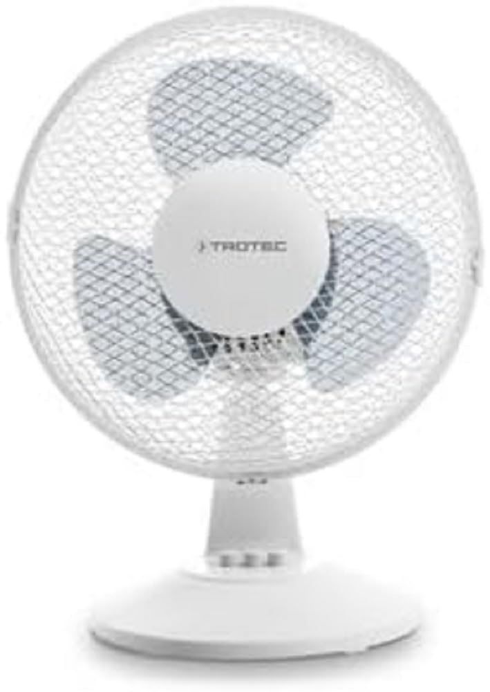 TROTEC Tischventilator TVE 10 – 25 Watt, oszillierend 80°, 2 Stufen, Ø 23 cm, sehr leise, weiß 23 cm - 80° Weiß Angebot bei HelloDeals
