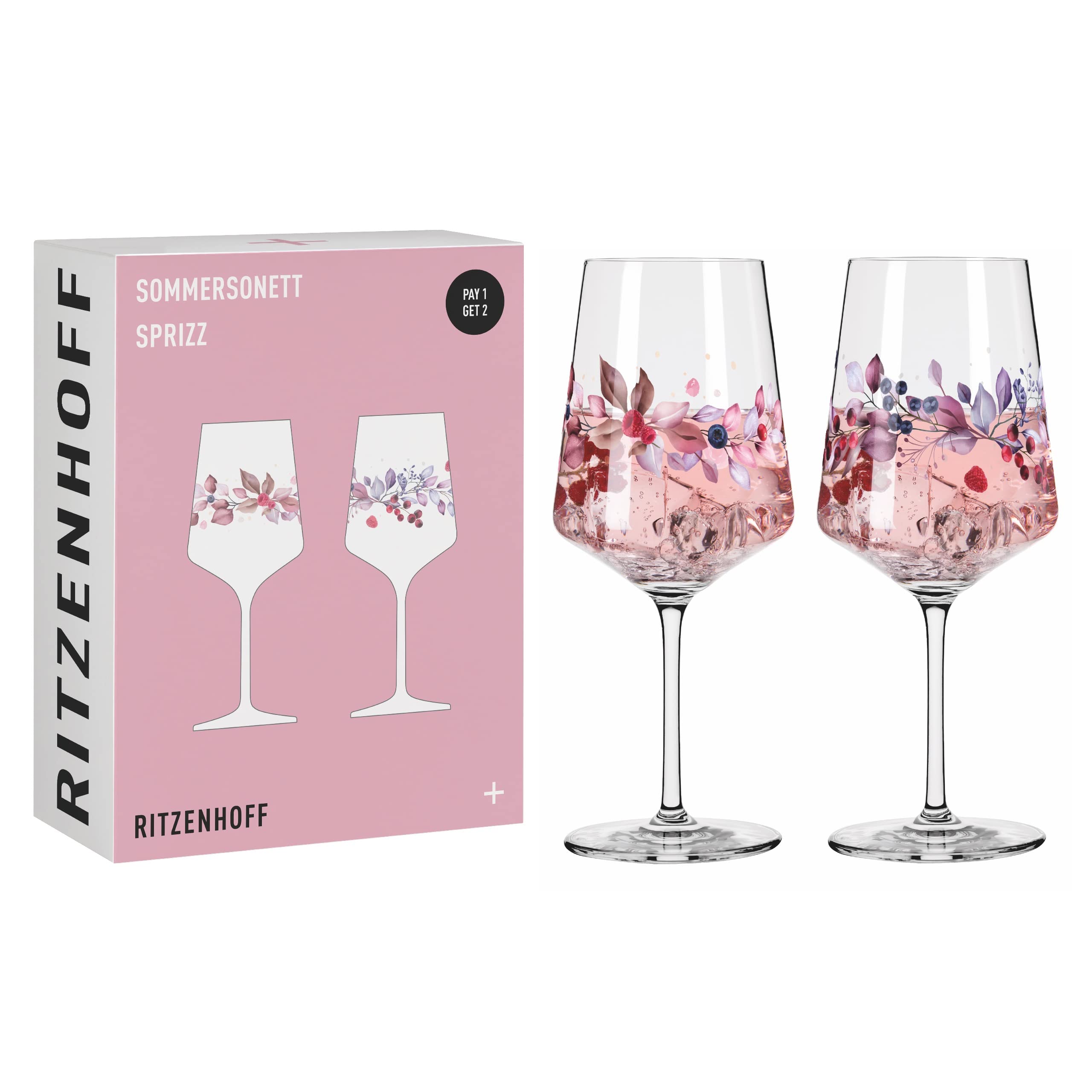 RITZENHOFF 6011002 Aperitif-Glas Sprizz 2er-Set 500 ml - Serie Sommersonett - Früchte & Zweige bunt - Made in Germany Früchte, Zweige Angebot bei HelloDeals