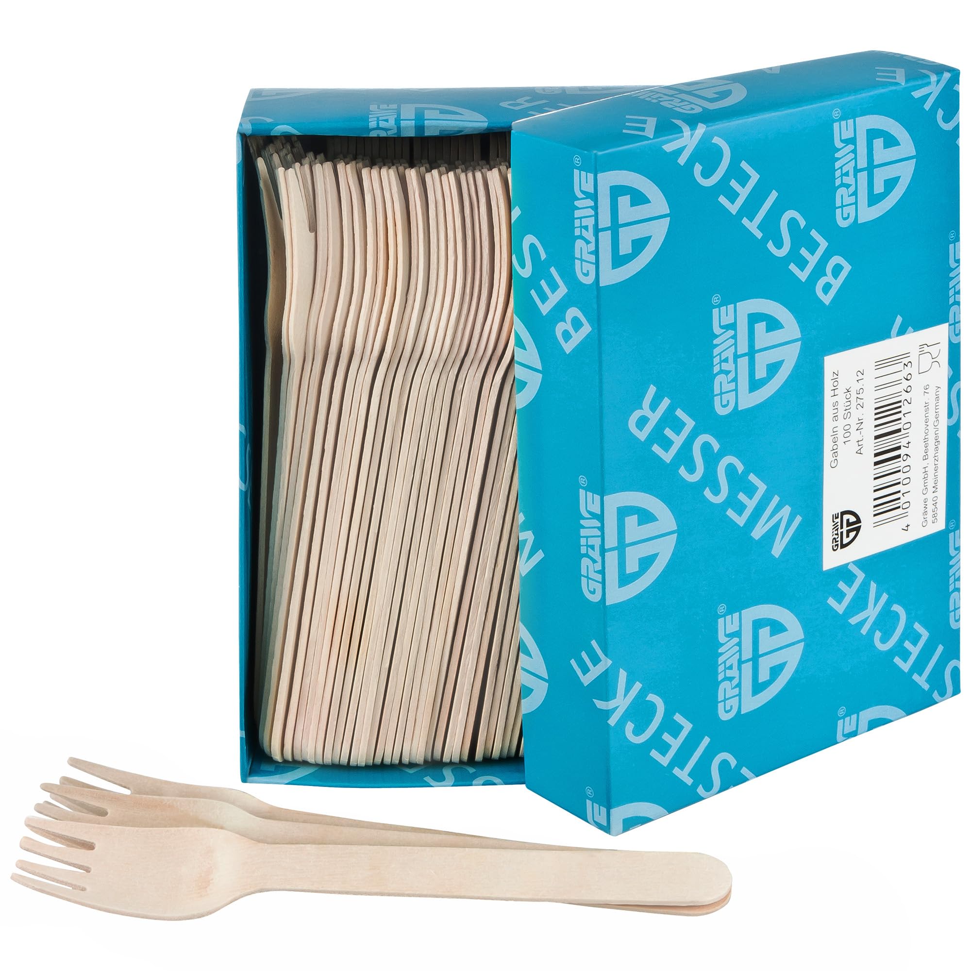 GRÄWE Einwegbesteck Holzgabeln, 100 Stück, Holzbesteck, umweltfreundlich aus Holz, biologisch abbaubar Länge: ca. 15,7 cm Angebot bei HelloDeals