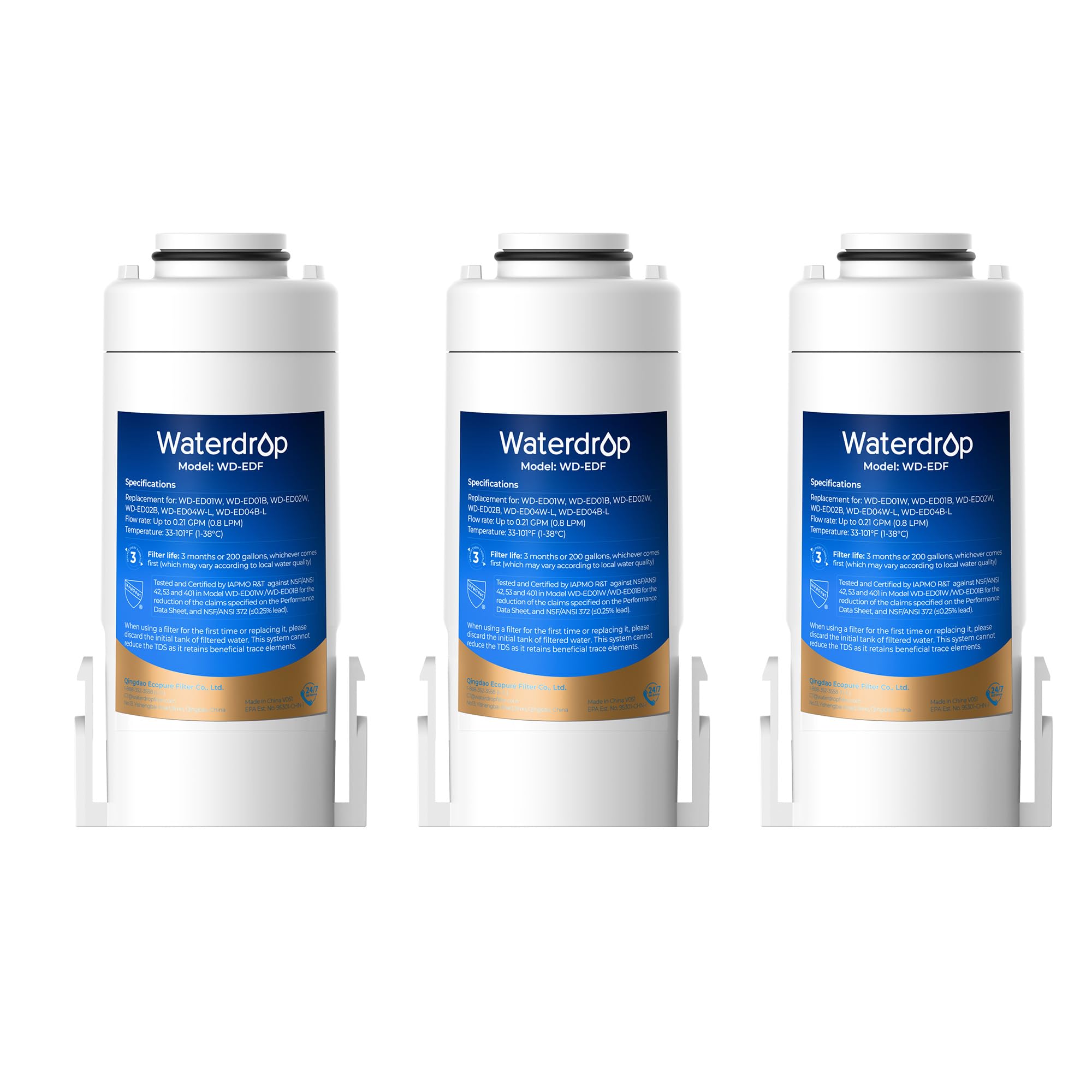 Waterdrop WD-EDF Ersatzfilter für alle Waterdrop Instant-Wasserfilterkannen, WD-ED01W, WD-ED01B, WD-ED02, WD-ED04, halten bis zu 3 Monate oder 757 Liter (3er-Pack) Angebot bei HelloDeals