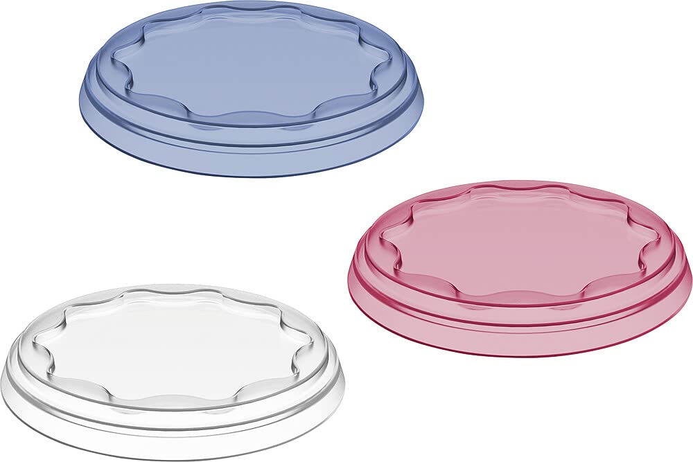 koziol Mehrweg-Frischedeckel Fresh 3er-Set | Robuste & dehnbare Abdeckung für Joghurtbecher (500 ml) | Wiederverwendbar, transparent & spülmaschinengeeignet | Blau Rot Weiß Farbig Angebot bei HelloDeals