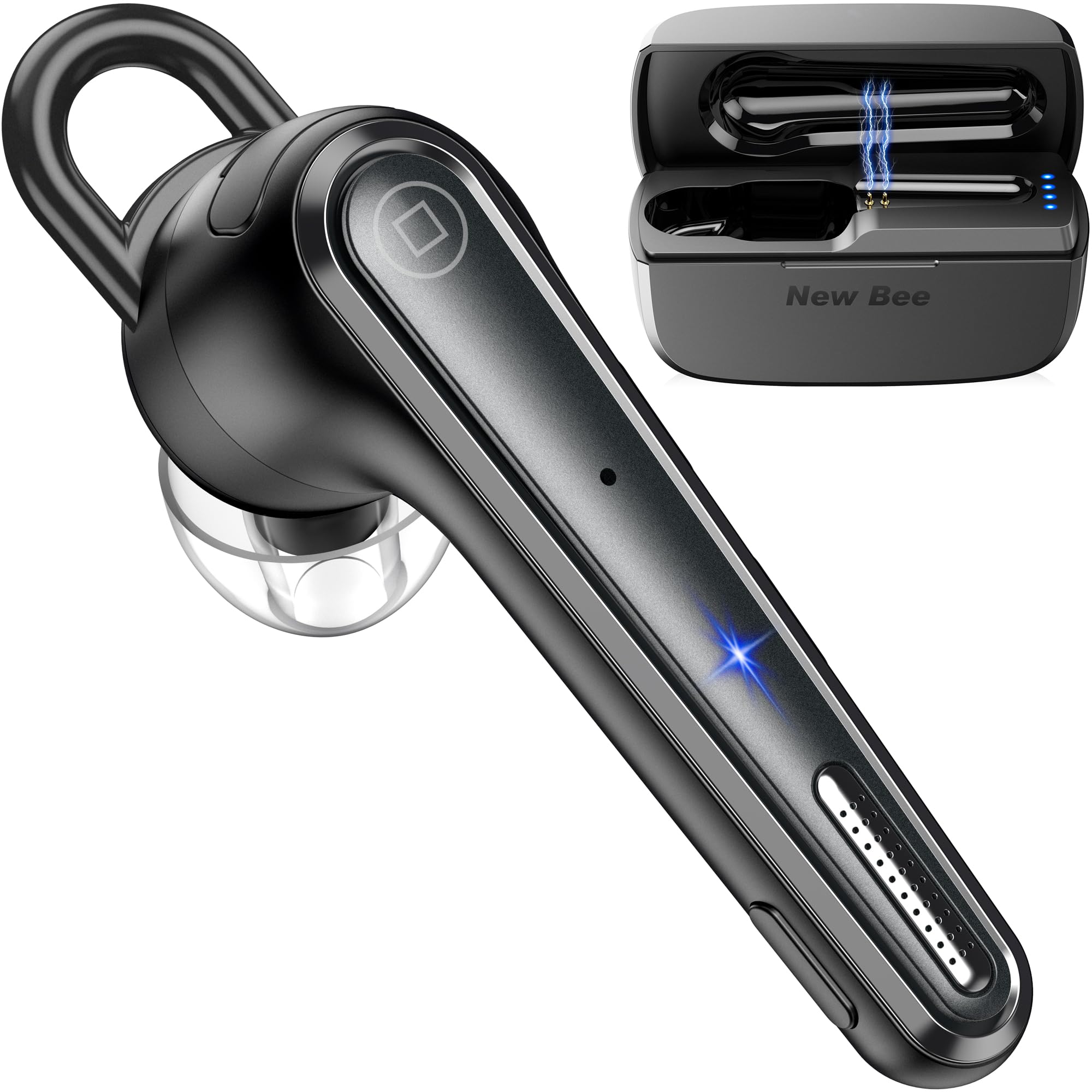 New bee Bluetooth Headset Ultraleicht Wireless Freisprech Headset V5.1, CVC 8.0 Dual ENC Geräuschunterdrückung Mikrofon 50h Gesprächszeit Bluetooth-Ohrhörer mit Ladecase für iPhone,Android,Laptop Angebot bei HelloDeals