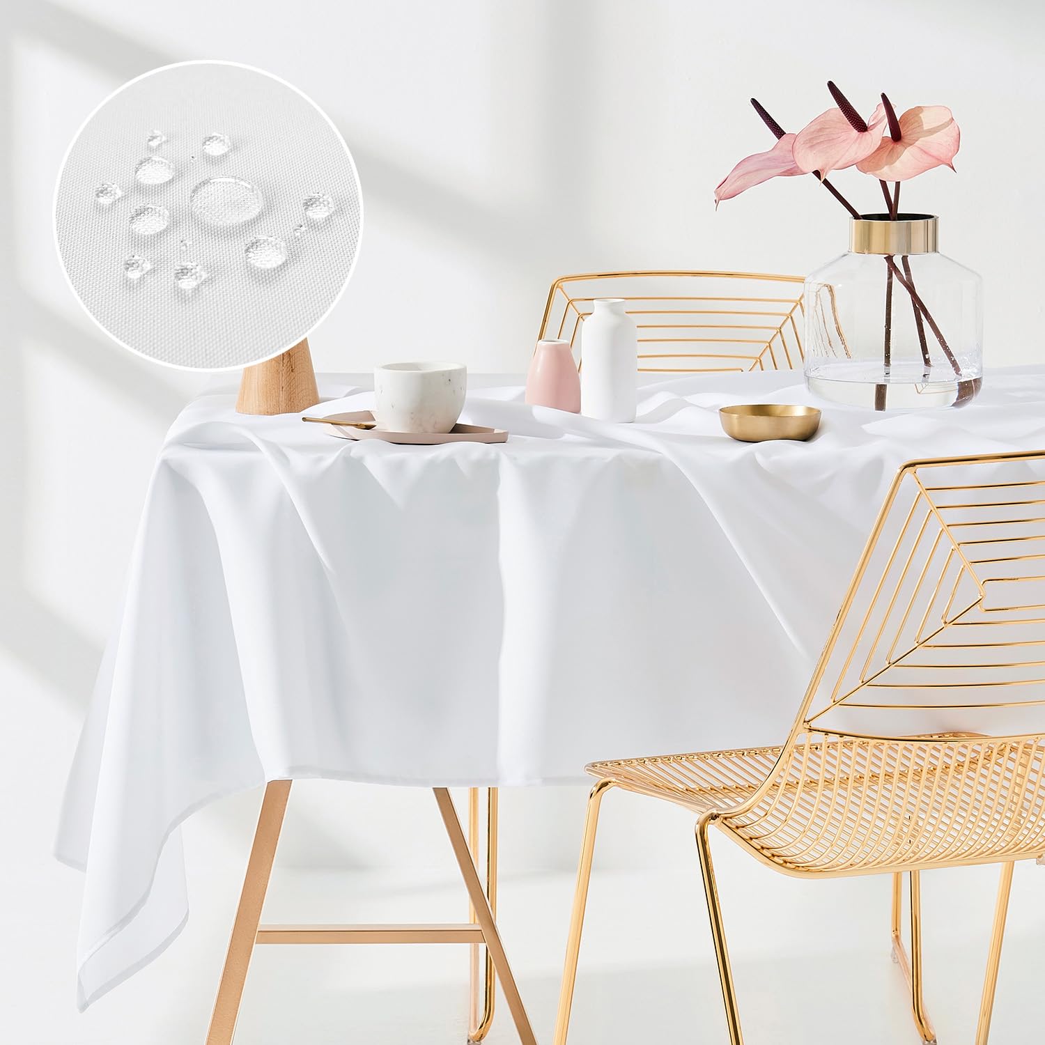 ROOM99 Aura Tischdecke 140 x 350 cm Tischtuch Tafeldecke Fleckschutz Abwaschbar Wasserabweisend Schmutzabweisend Polyester Rechteckig Bankett-Dekoration Ganzjährig Weiß Weiß 350 x 140 cm (Rechteckig) Angebot bei HelloDeals