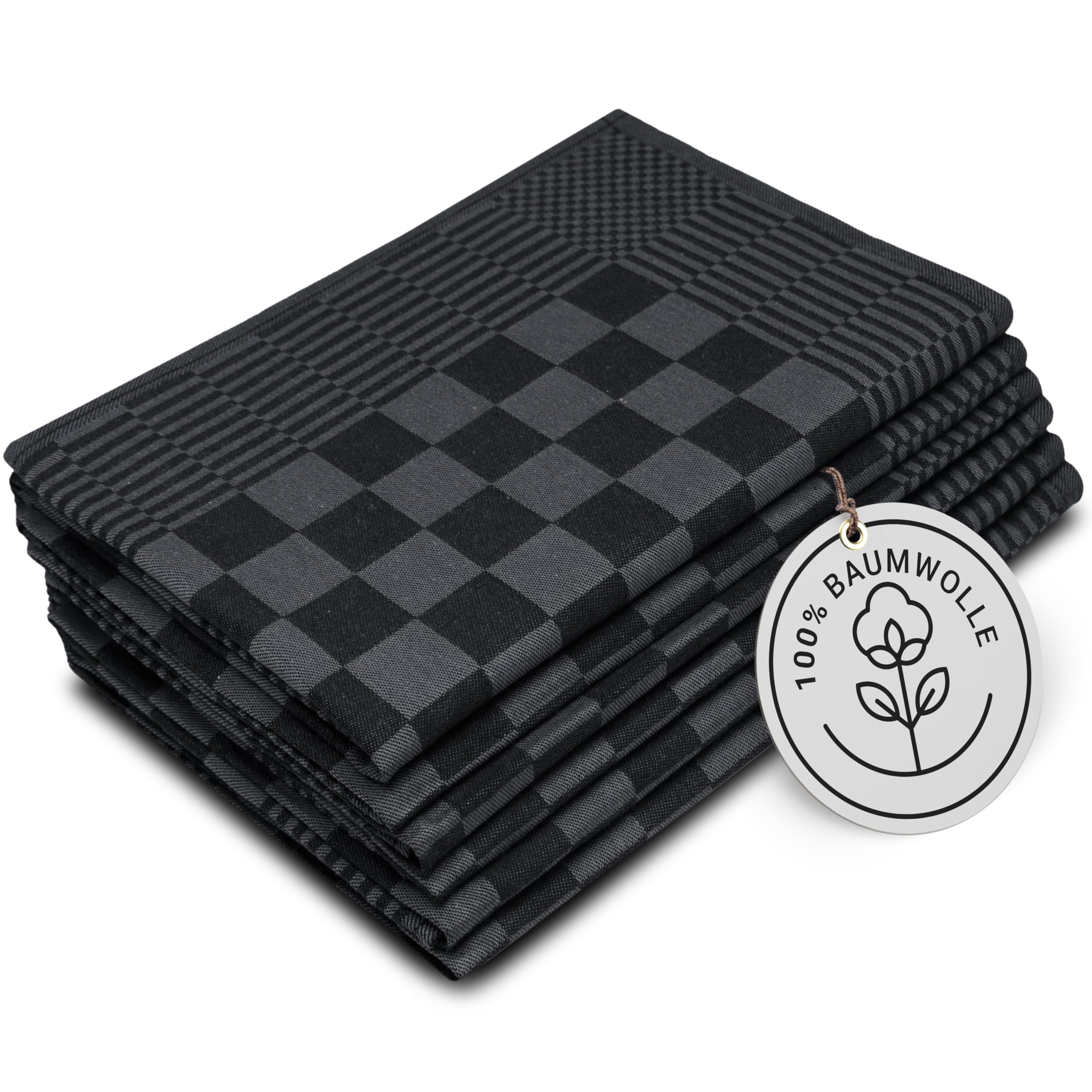 ZOLLNER 6er Set Geschirrtücher Baumwolle in 65x65 cm - extrem saugstarke und robuste Küchentücher - waschbar bis 60°C – in schwarz kariert - Gastronomiequalität - Oeko Tex® Zertifiziert Schwarz 65 x 65 cm Angebot bei HelloDeals