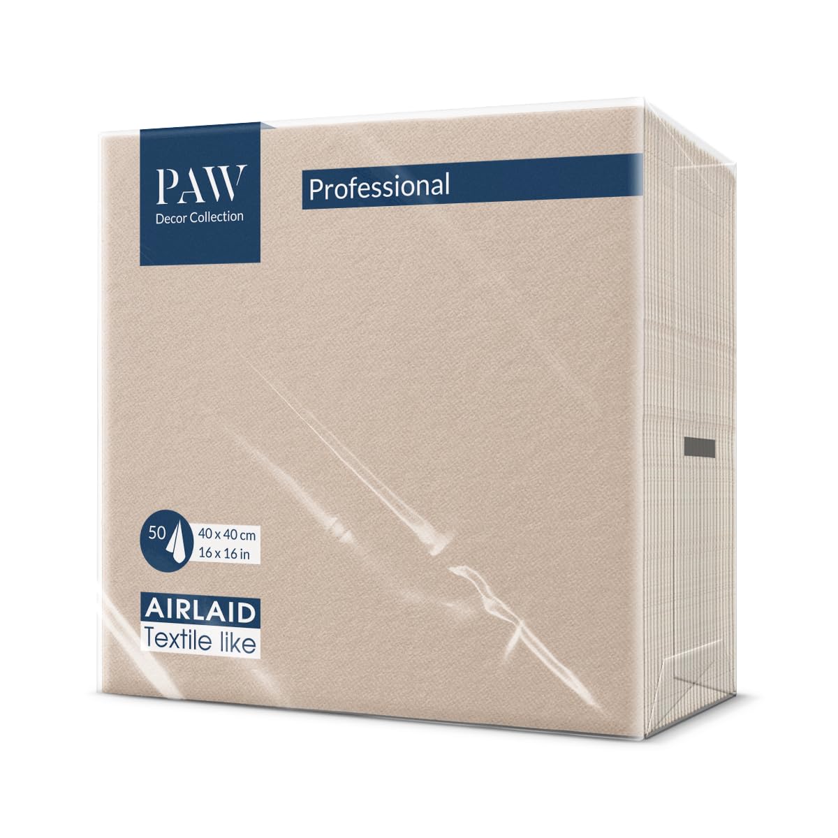 PAW - Servietten aus Airlaid - Stoffähnlich (40 x 40 cm) I 50 Stück I Ideal für Hochzeit, Taufe, Kommunion, Geburtstag I Stoffservietten - Einfarbig, Beige I Farbe: Monocolor beige Angebot bei HelloDeals