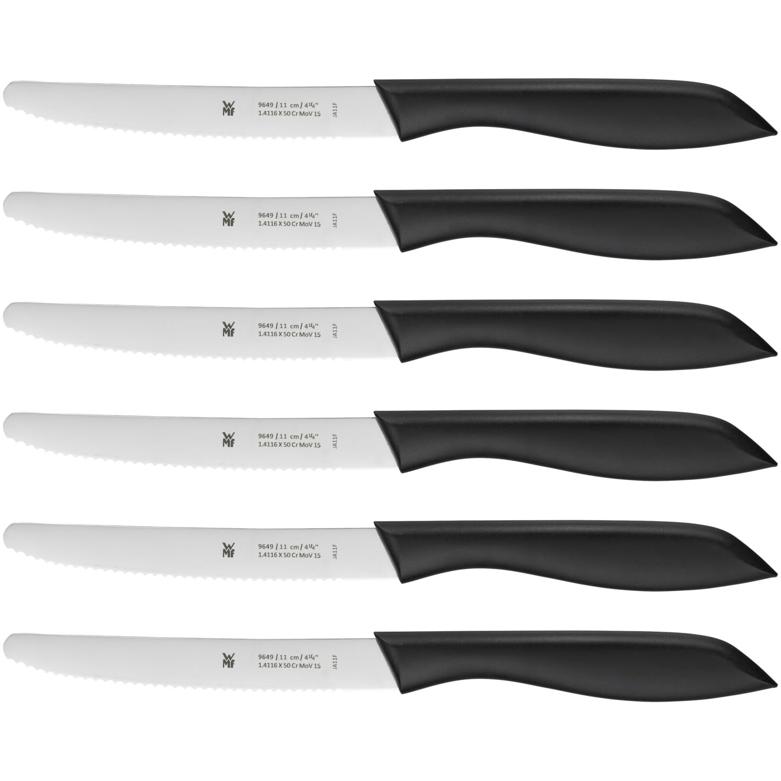 WMF Classic Line Frühstücksmesser Set 6-teilig, 23 cm, Brötchenmesser Wellenschliff, Brotzeitmesser, Spezialklingenstahl, Kunststoffgriff, schwarz Black Set 6-teilig Angebot bei HelloDeals
